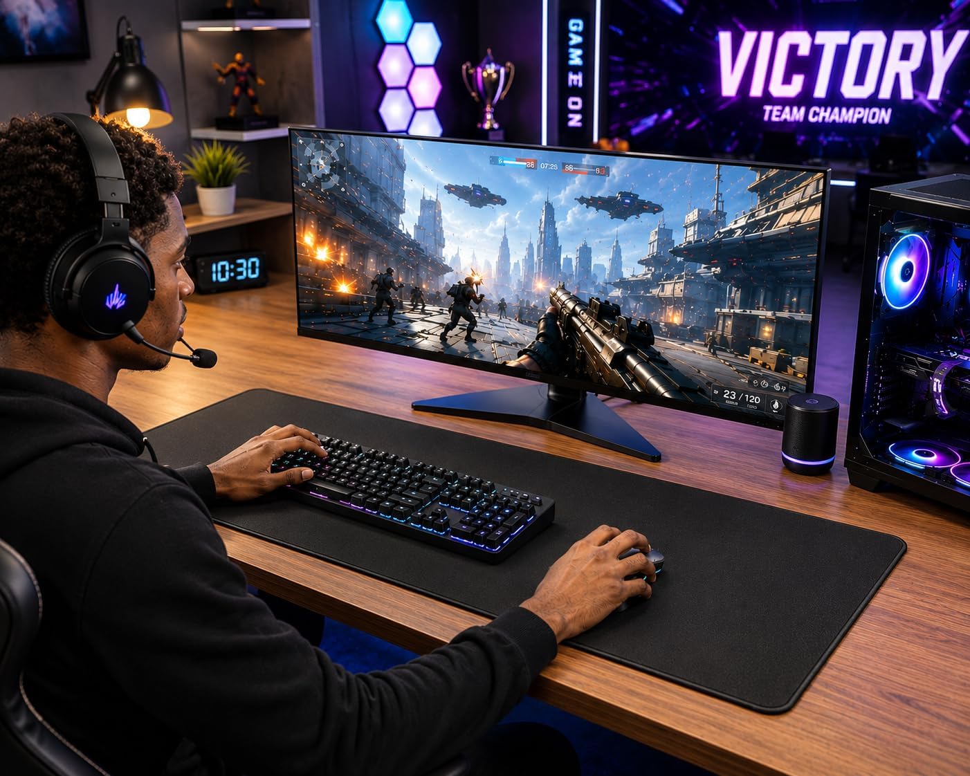 MOUSE PAD GAMER KTRIO XL 80 X 30 CM NEGRO - 3