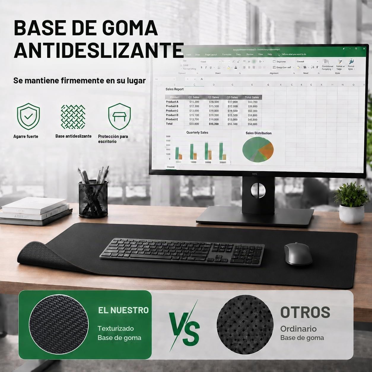 MOUSE PAD GAMER KTRIO XL 80 X 30 CM NEGRO - 4