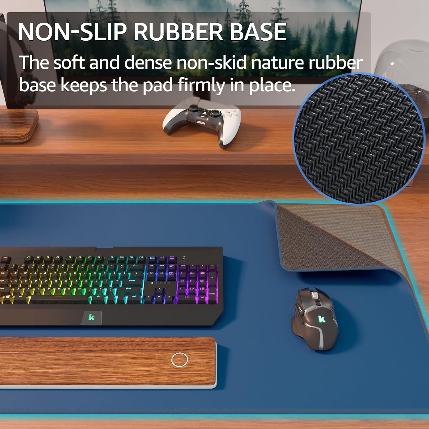 MOUSE PAD GRANDE PARA GAMING KTRIO XXL 80 X 40 CM AZUL MARINO - 4