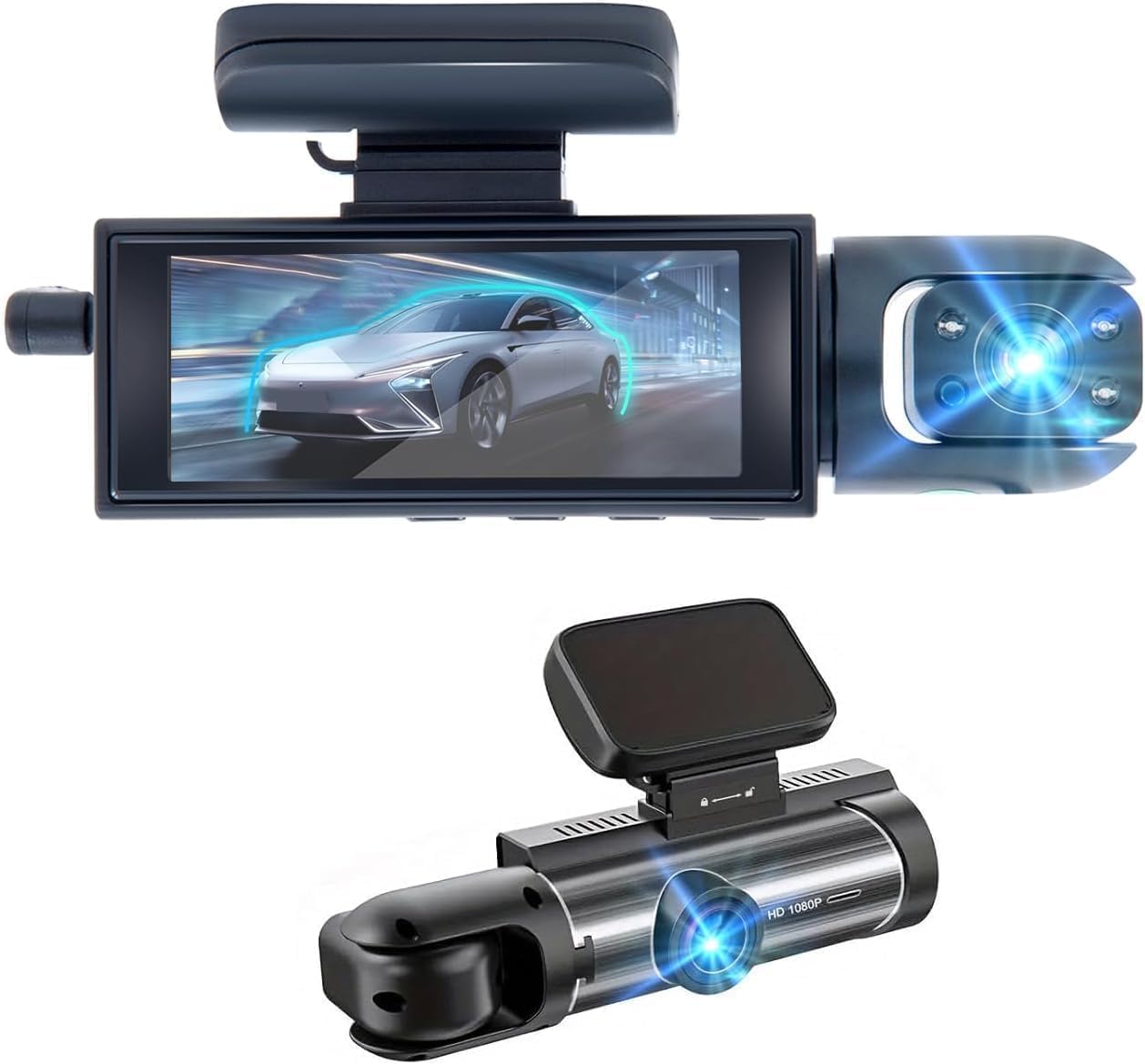 CÁMARA PARA CARRO WKREUOAR DASH CAM FRONTAL E INTERIOR NEGRA - 1