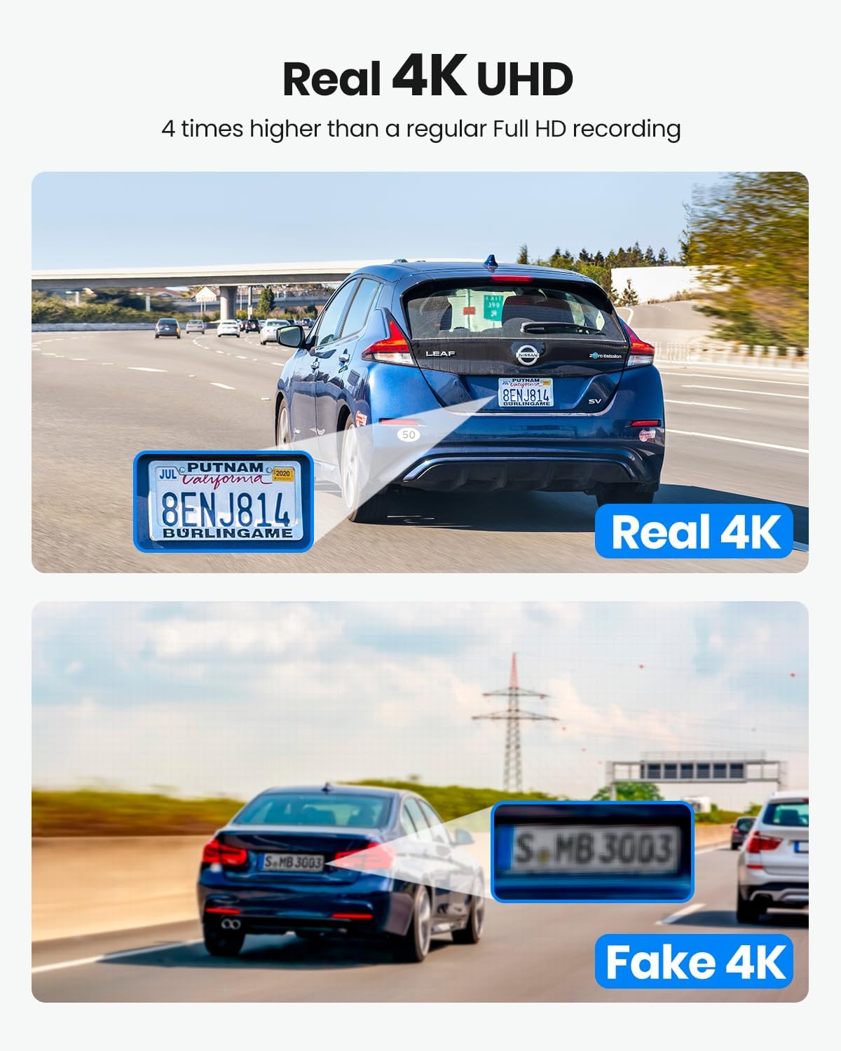 CÁMARA PARA AUTO YEECORE D22 REAL 4K FRONTAL Y TRASERA CON WI-FI 5.8GHZ Y GPS - 2