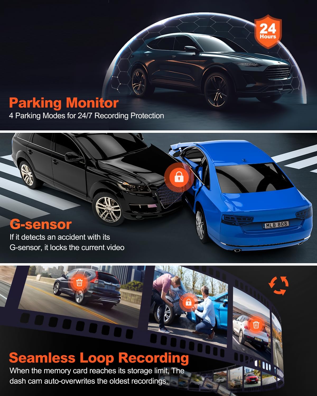 CÁMARA PARA AUTO YEECORE D22 REAL 4K FRONTAL Y TRASERA CON WI-FI 5.8GHZ Y GPS - 5