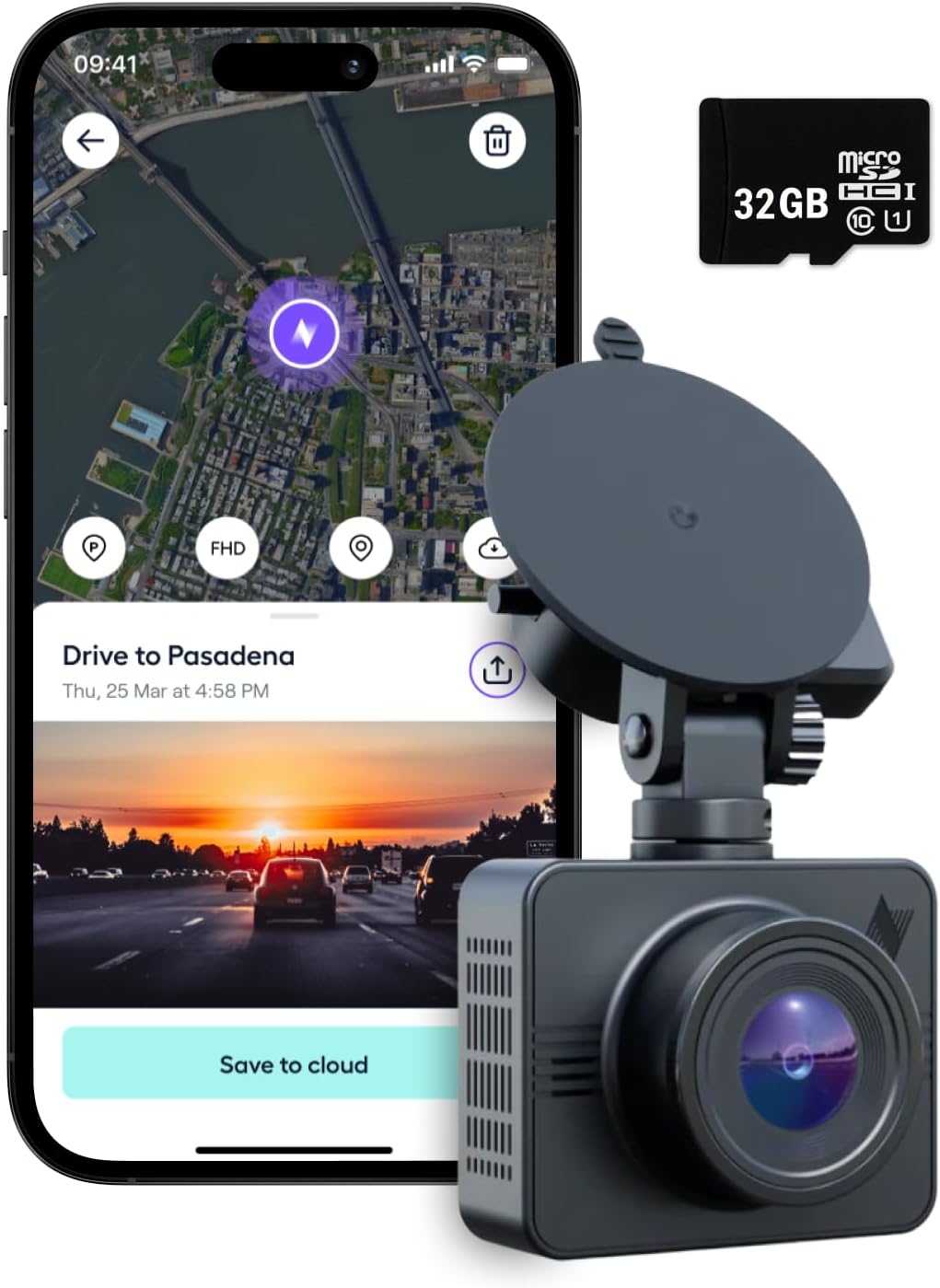 CÁMARA PARA AUTO NEXAR BEAM GPS CON TARJETA SD 32GB Y ALMACENAMIENTO EN LA NUBE ILIMITADO - 1