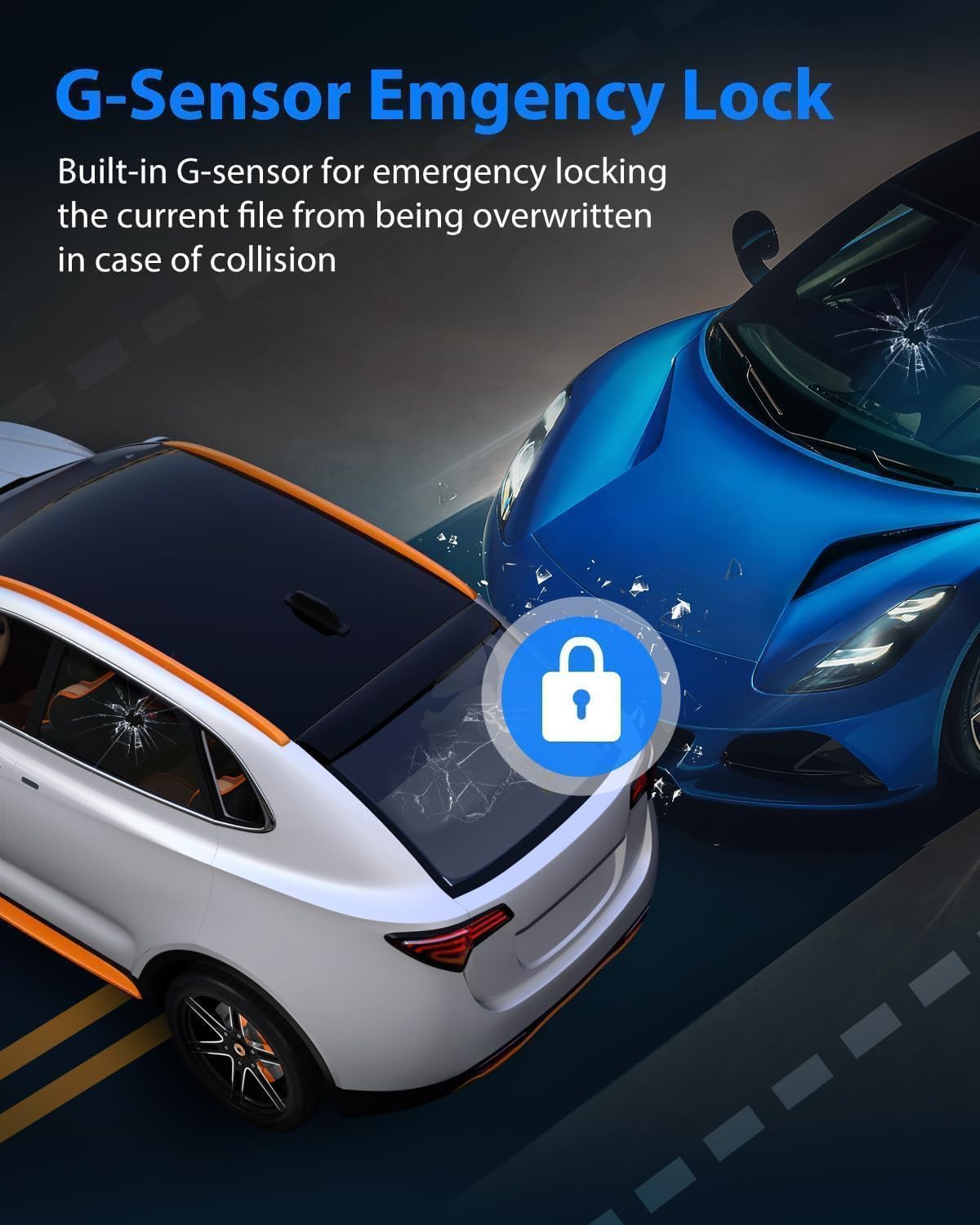 CÁMARA PARA AUTO WKREUOAR DASH CAM FRONTAL E INTERIOR CON TARJETA 64GB VISIÓN NOCTURNA Y SENSOR G - 5