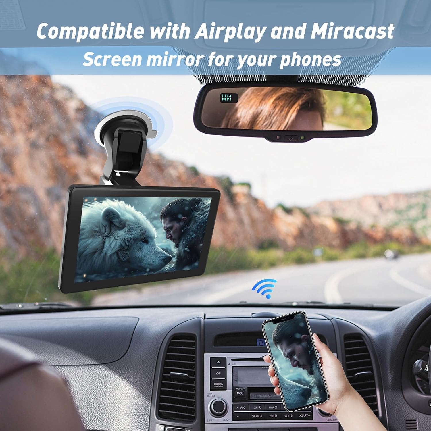 PANTALLA CARPLAY VNEIMQN 7' HD PORTÁTIL INALÁMBRICA PARA AUTO CON ANDROID AUTO Y APPLE CARPLAY - 5