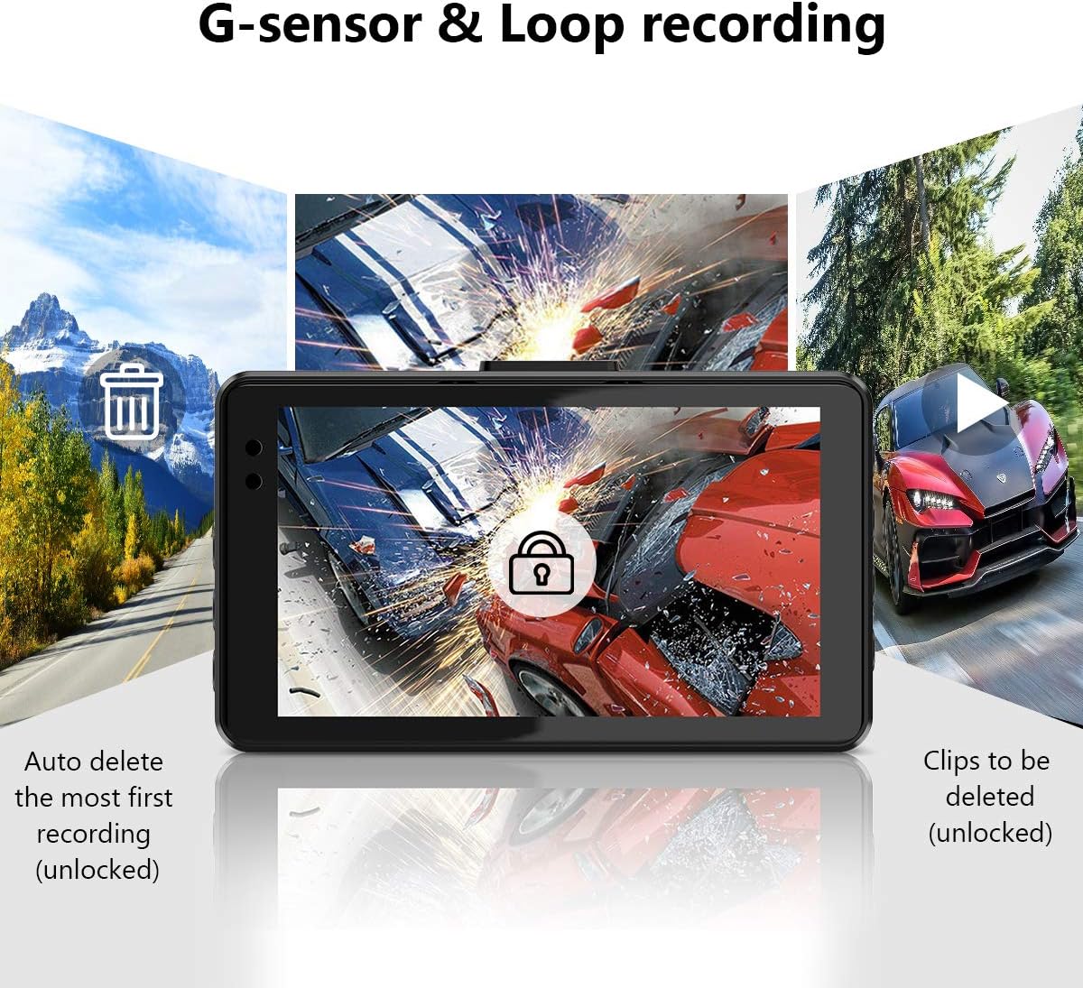 CÁMARA PARA AUTO BIUONE DASH CAM FRONTAL Y TRASERA 1080P CON TARJETA 32GB - 2
