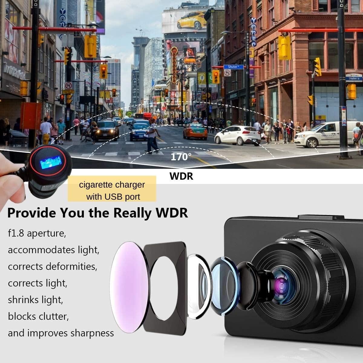 CÁMARA PARA AUTO BIUONE DASH CAM FRONTAL Y TRASERA 1080P CON TARJETA 32GB - 5