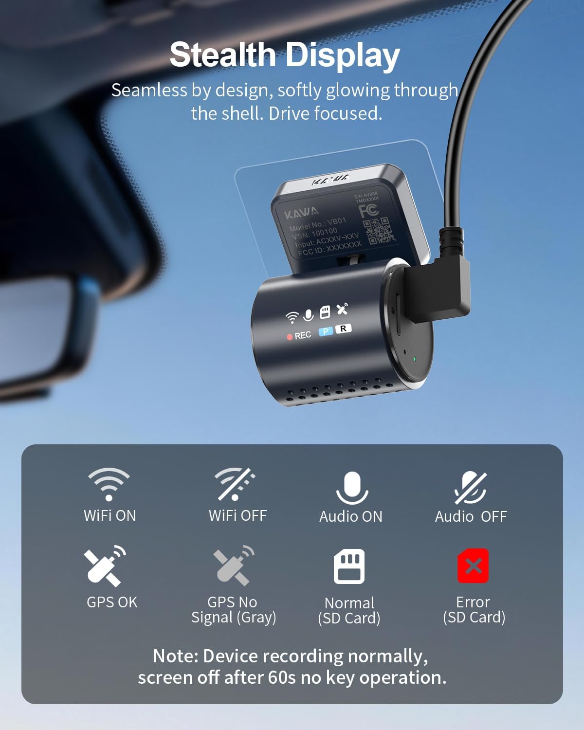 CÁMARA PARA AUTO KAWA DUAL DASH CAM 4K+1080P CON GPS Y WI-FI 6 - 3