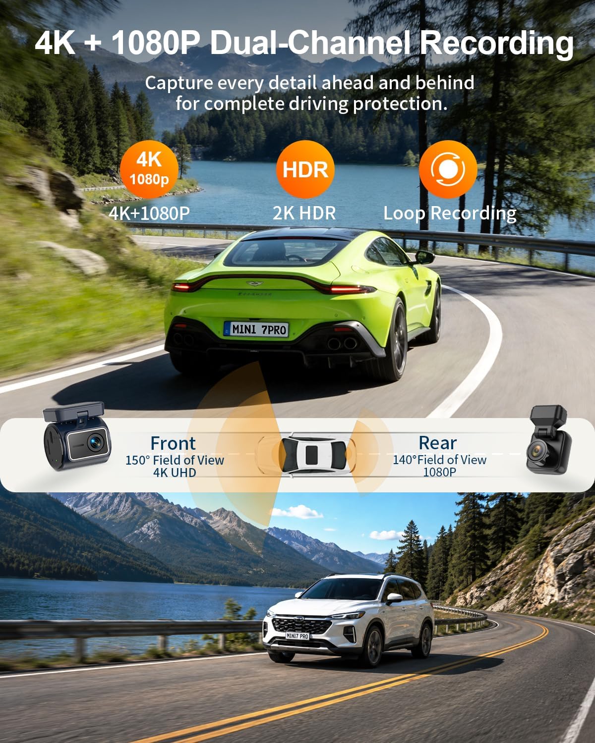 CÁMARA PARA AUTO KAWA DUAL DASH CAM 4K+1080P CON GPS Y WI-FI 6 - 4
