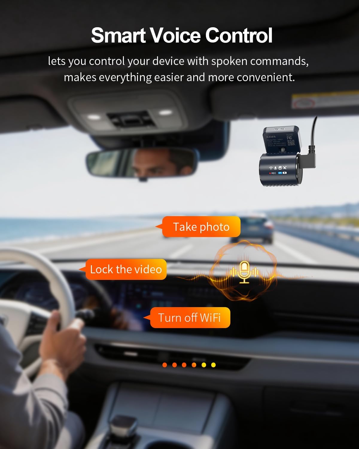 CÁMARA PARA AUTO KAWA DUAL DASH CAM 4K+1080P CON GPS Y WI-FI 6 - 5