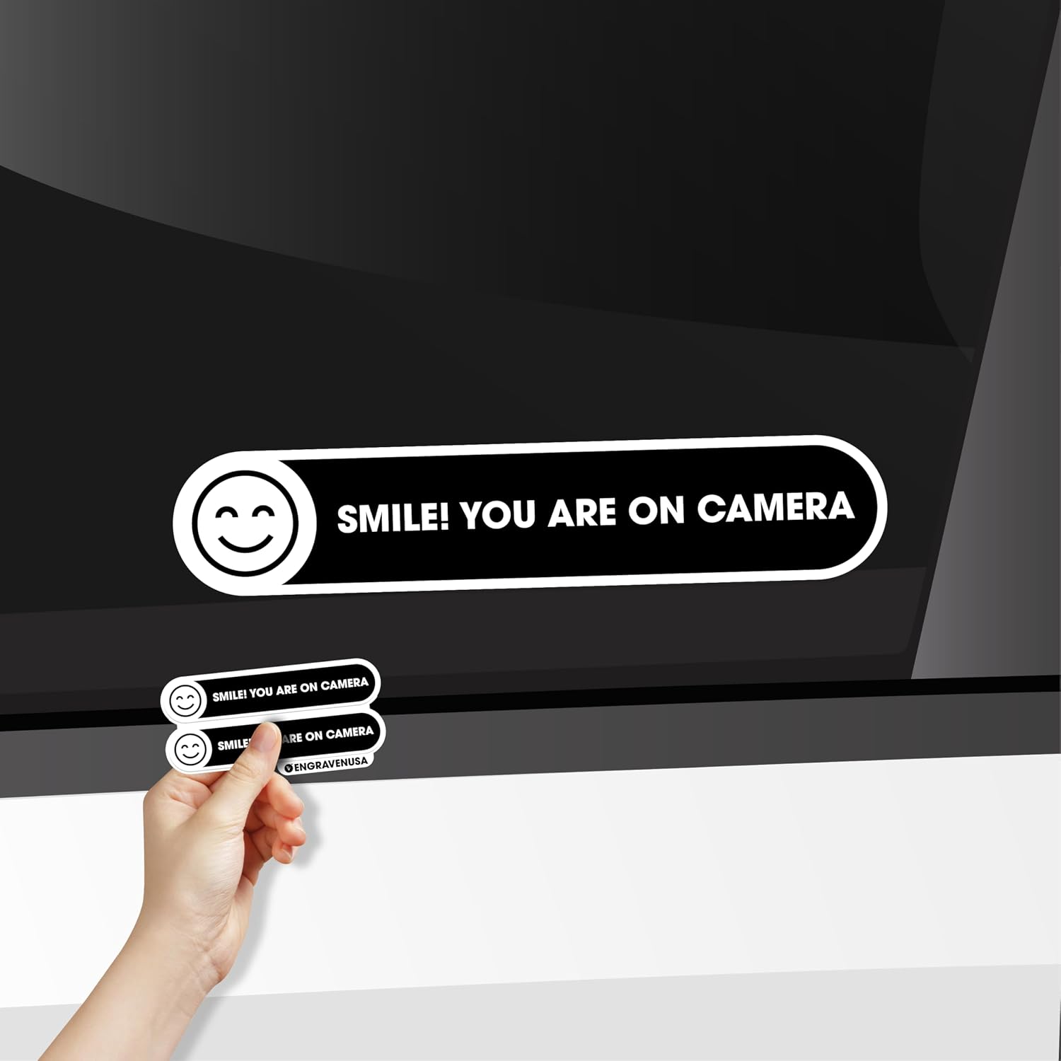 STICKER PARA VENTANA DE AUTO SMILE YOU ARE ON CAMERA ENGRAVENUSA 5X1 PULGADAS AMARILLO - 5