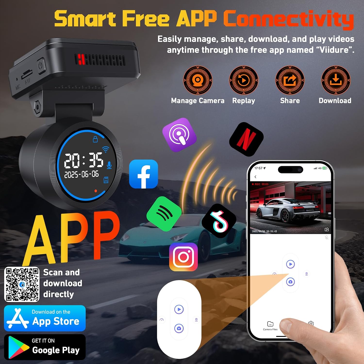 CÁMARA PARA AUTO BIUONE M9 CON WIFI Y TARJETA 32GB 4K - 2