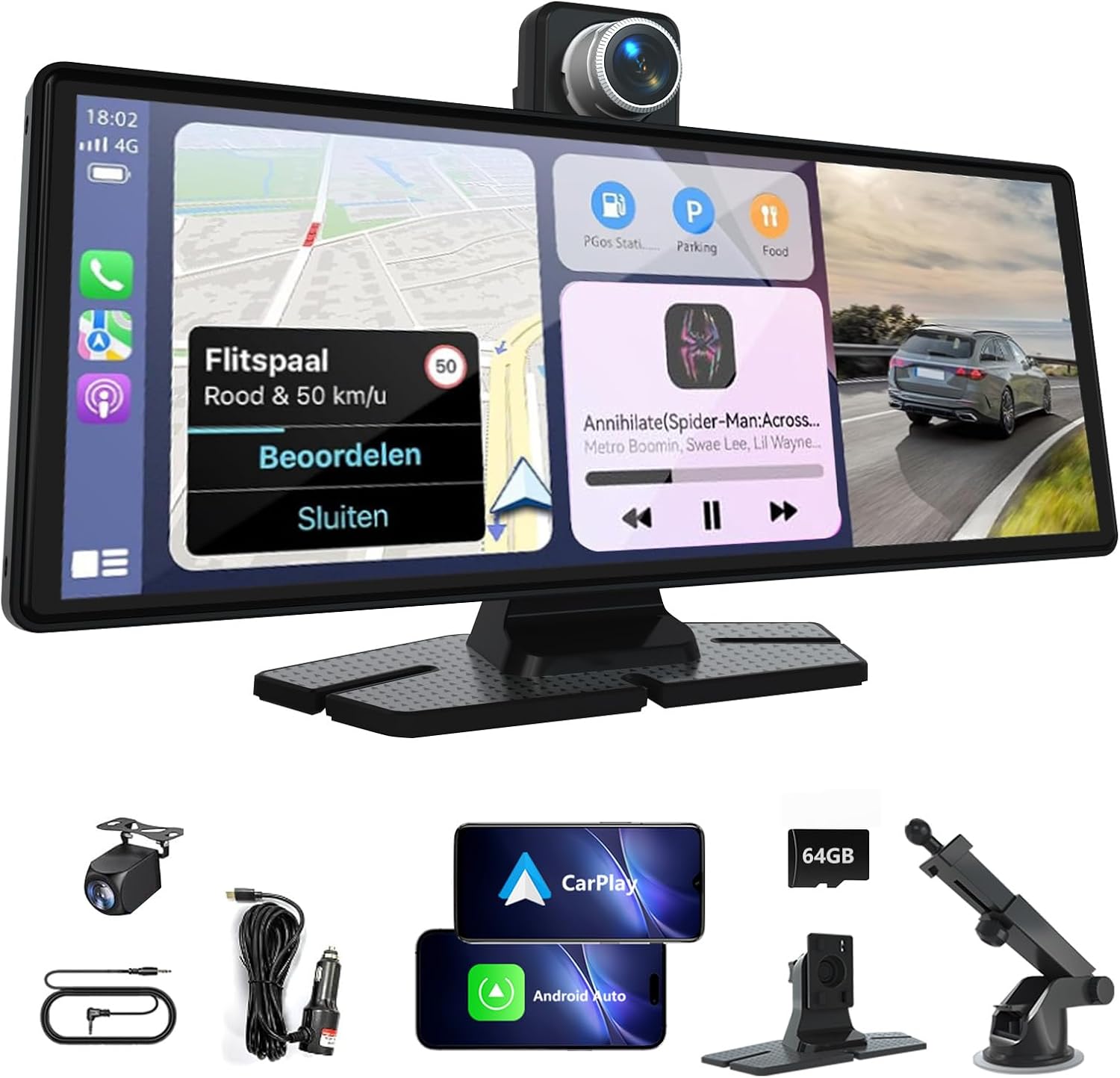PANTALLA CARPLAY VNEIMQN 10.26' HD INALÁMBRICA CON CÁMARA 4K Y BLUETOOTH - 1