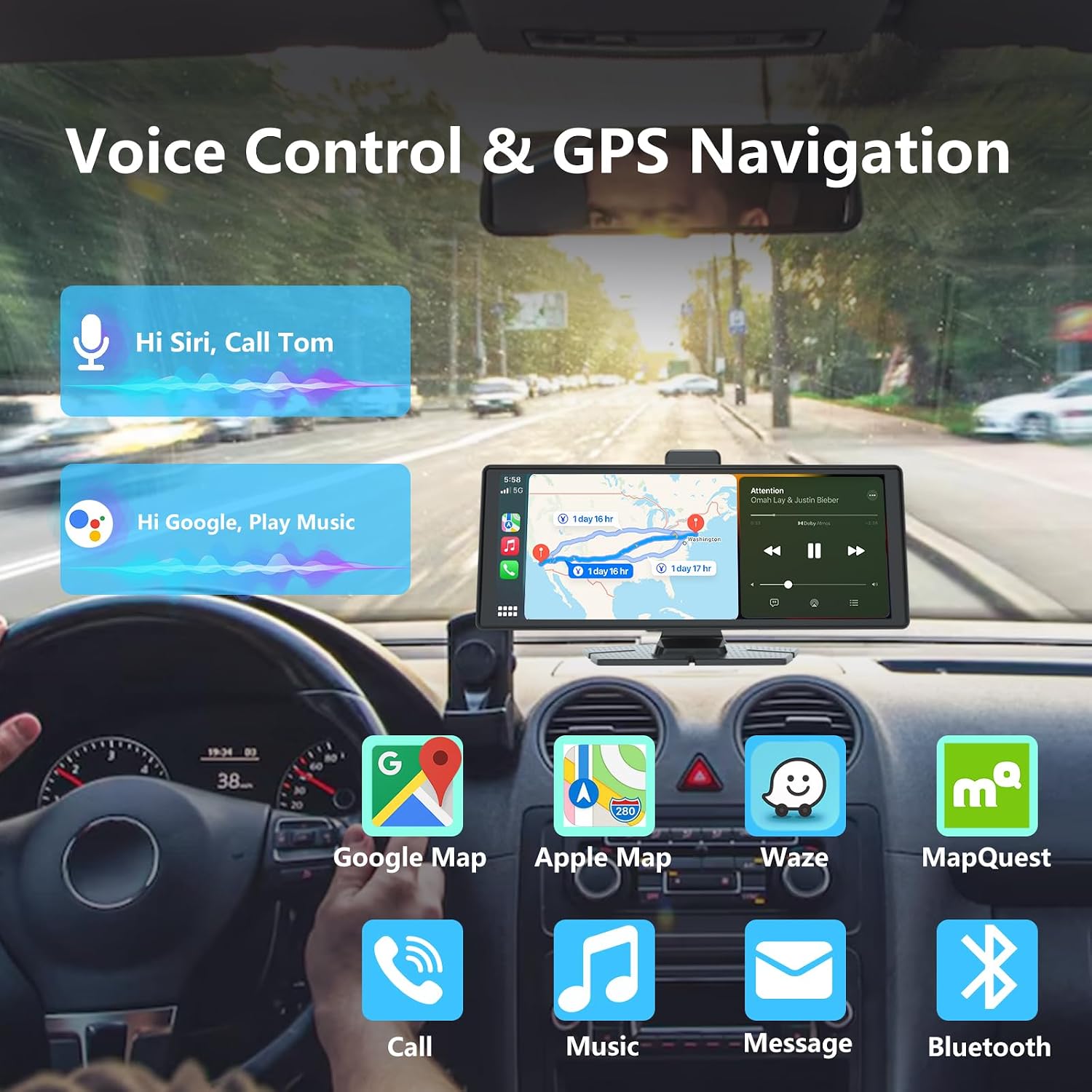 PANTALLA CARPLAY VNEIMQN 10.26' HD INALÁMBRICA CON CÁMARA 4K Y BLUETOOTH - 4
