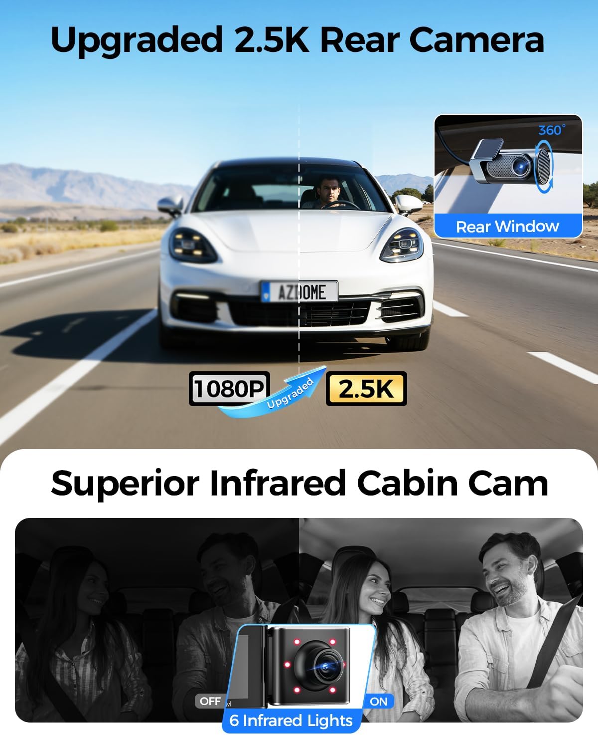 CÁMARA PARA AUTO AZDOME M550 PRO 3 CANALES 4K+1080P+2.5K CON GPS Y WIFI 64GB - 3