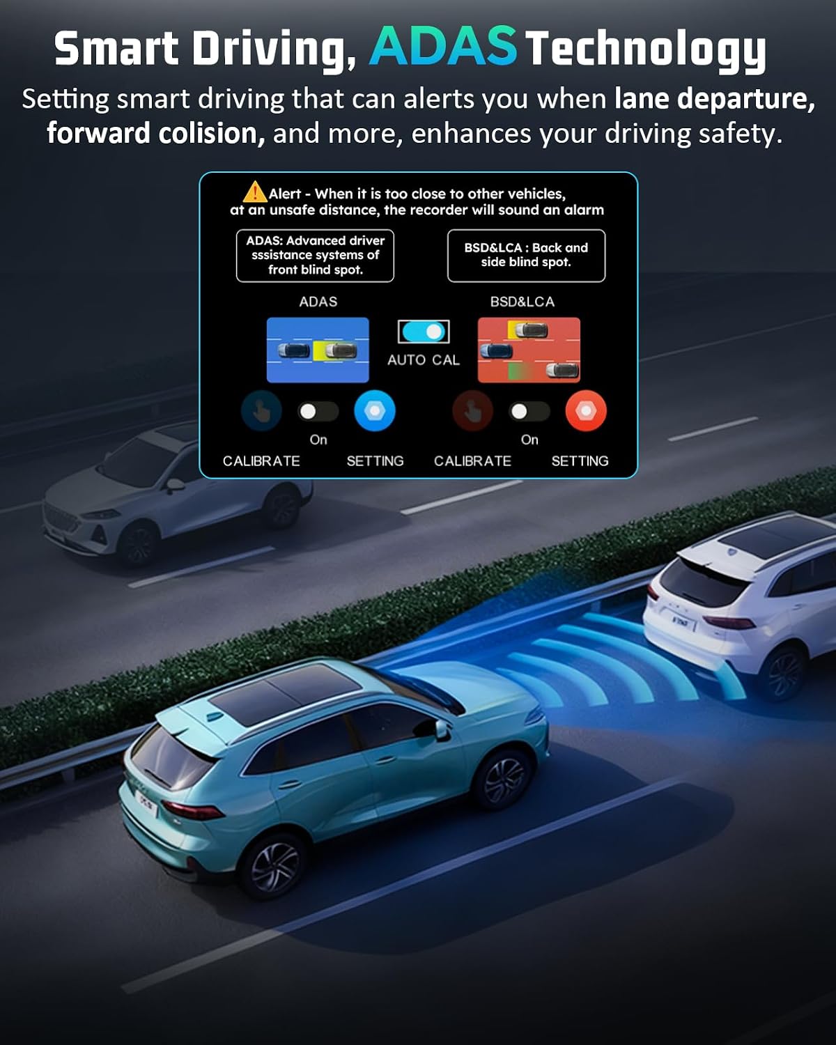 CÁMARA PARA AUTO BIUONE 4K FRONTAL Y 2K TRASERA CON WIFI 5GHZ Y CONTROL POR APP, TARJETA 64GB - 2