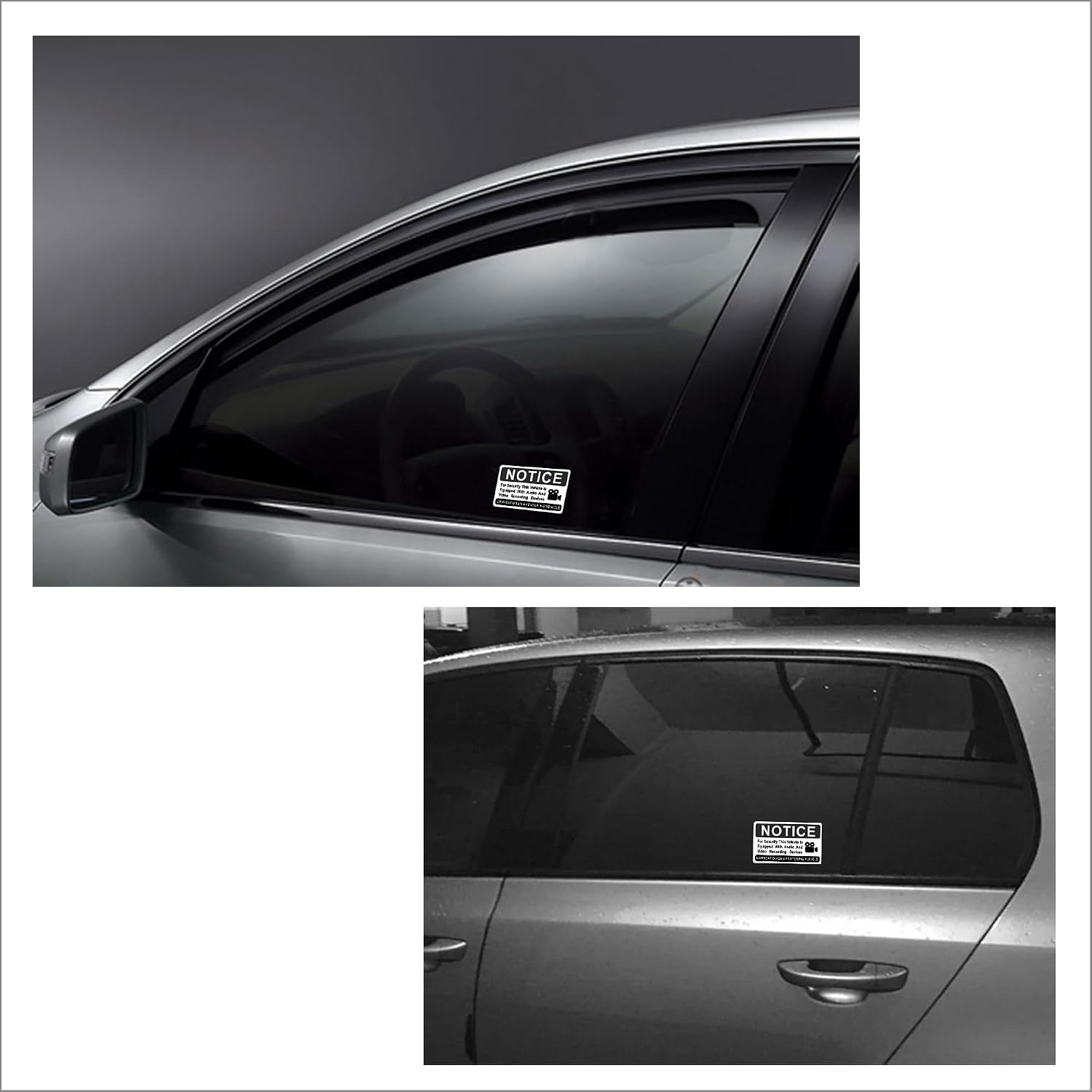SET DE 6 STICKERS PARA VEHÍCULO LEMBANG AVISO DE GRABACIÓN AUDIO Y VIDEO 8.4X5 CM NEGRO - 4