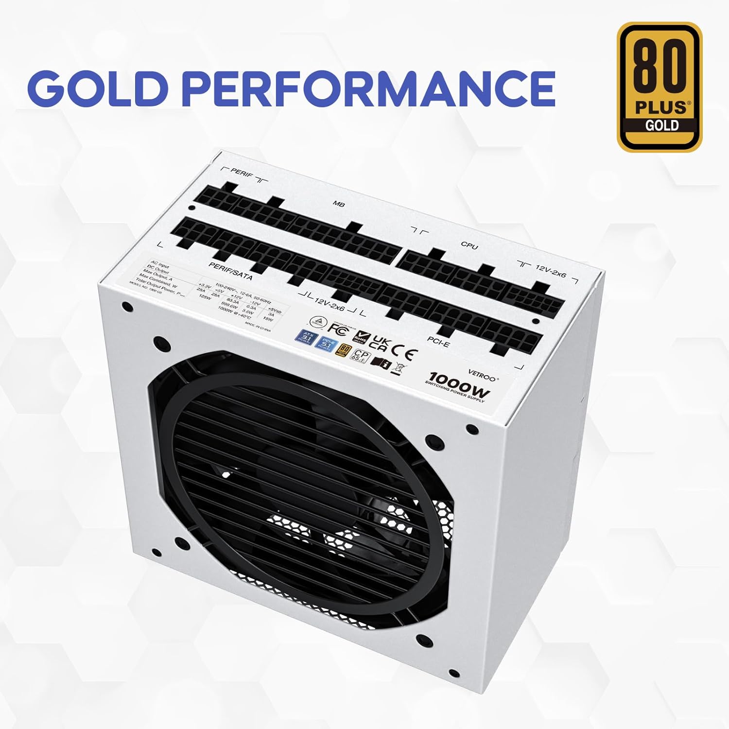FUENTE DE PODER VETROO 1000W ATX 3.1 Y DUAL PCIE 5.1 - 5