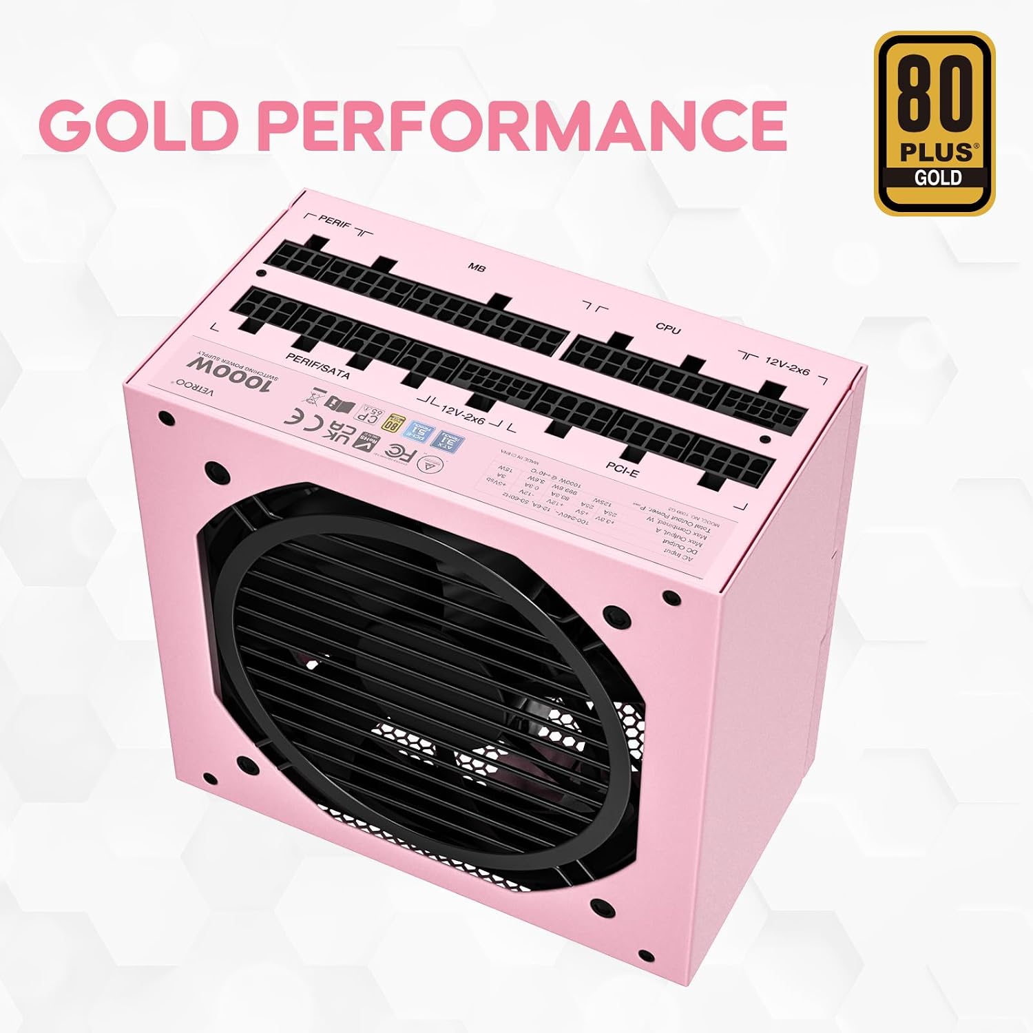 FUENTE DE PODER VETROO 1000W PINK ATX 3.1 Y DUAL PCIE 5.1 - 5