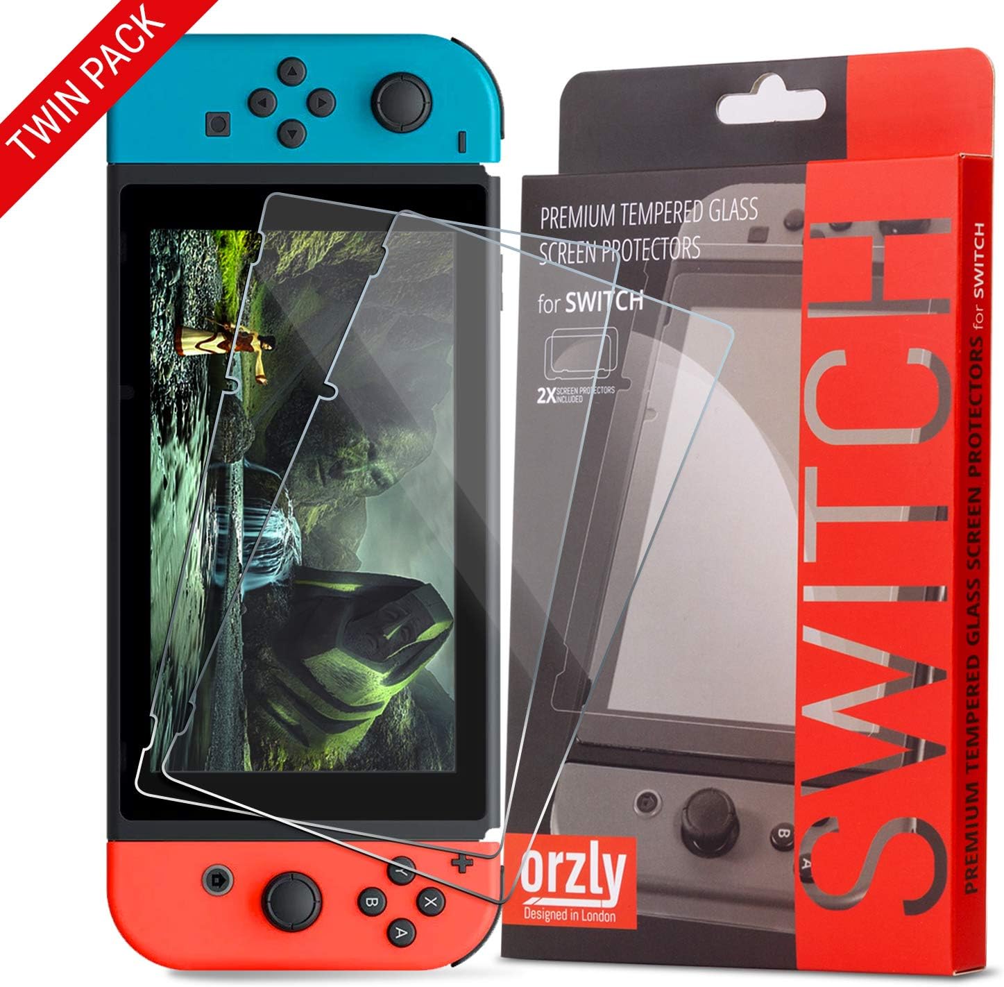PROTECTOR DE PANTALLA DE VIDRIO TEMPLADO ORZLY PARA NINTENDO SWITCH 6.2 PULGADAS PACK X2 - 1