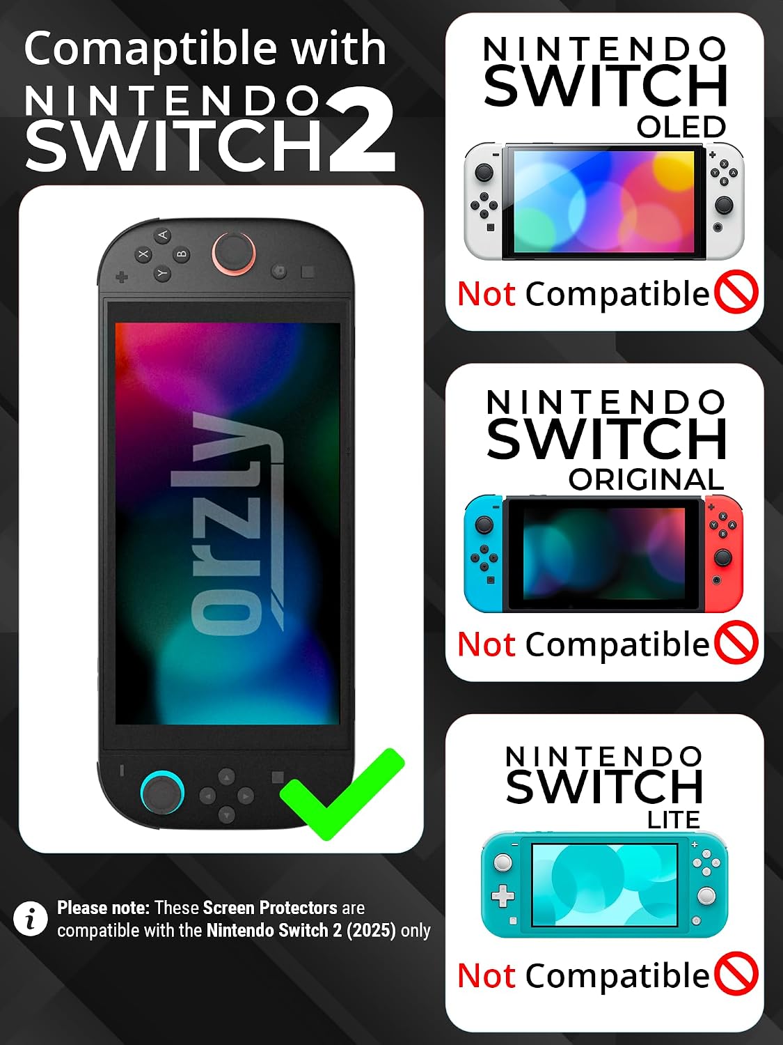 PROTECTOR DE PANTALLA DE VIDRIO TEMPLADO ORZLY PARA NINTENDO SWITCH 2 7.9 PULGADAS 4 UNIDADES - 2
