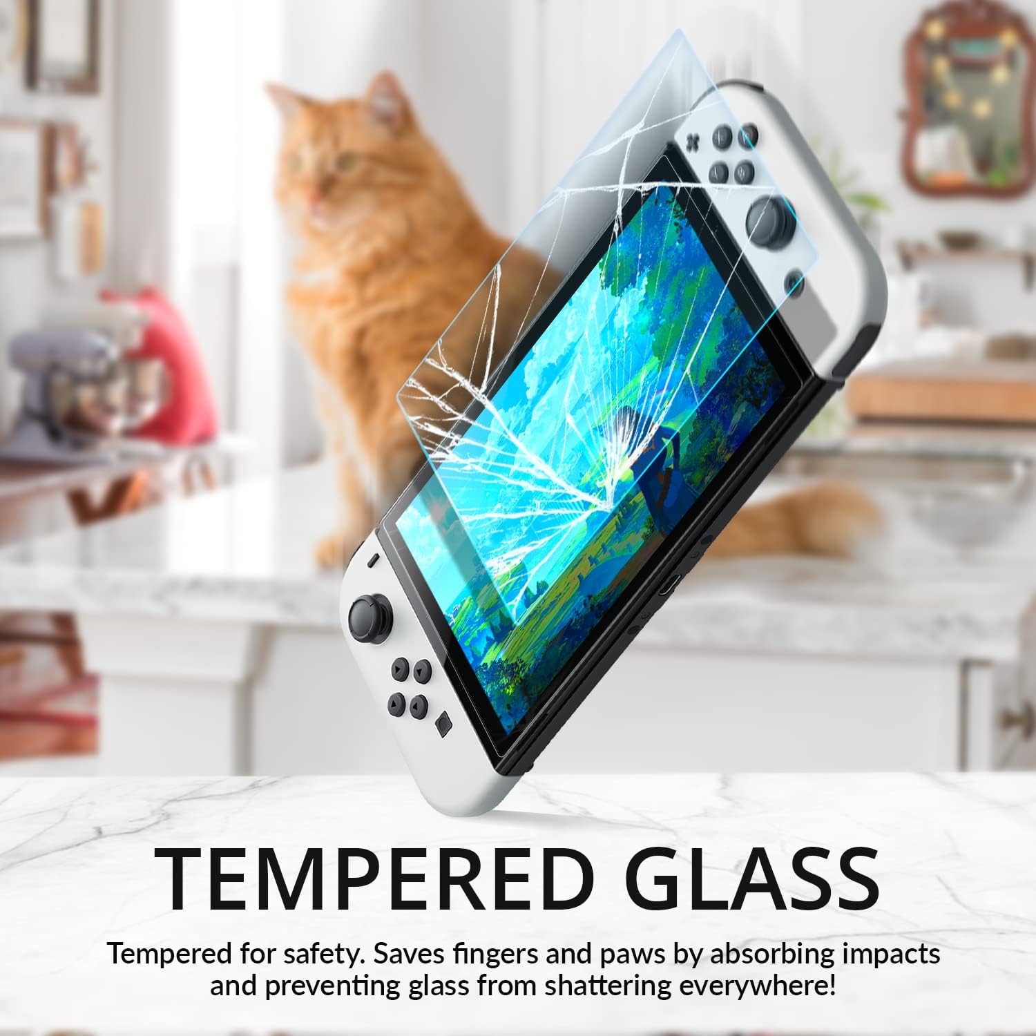 PROTECTOR DE PANTALLA DE VIDRIO TEMPLADO ORZLY PARA NINTENDO SWITCH OLED 2024 PACK 4 - 5