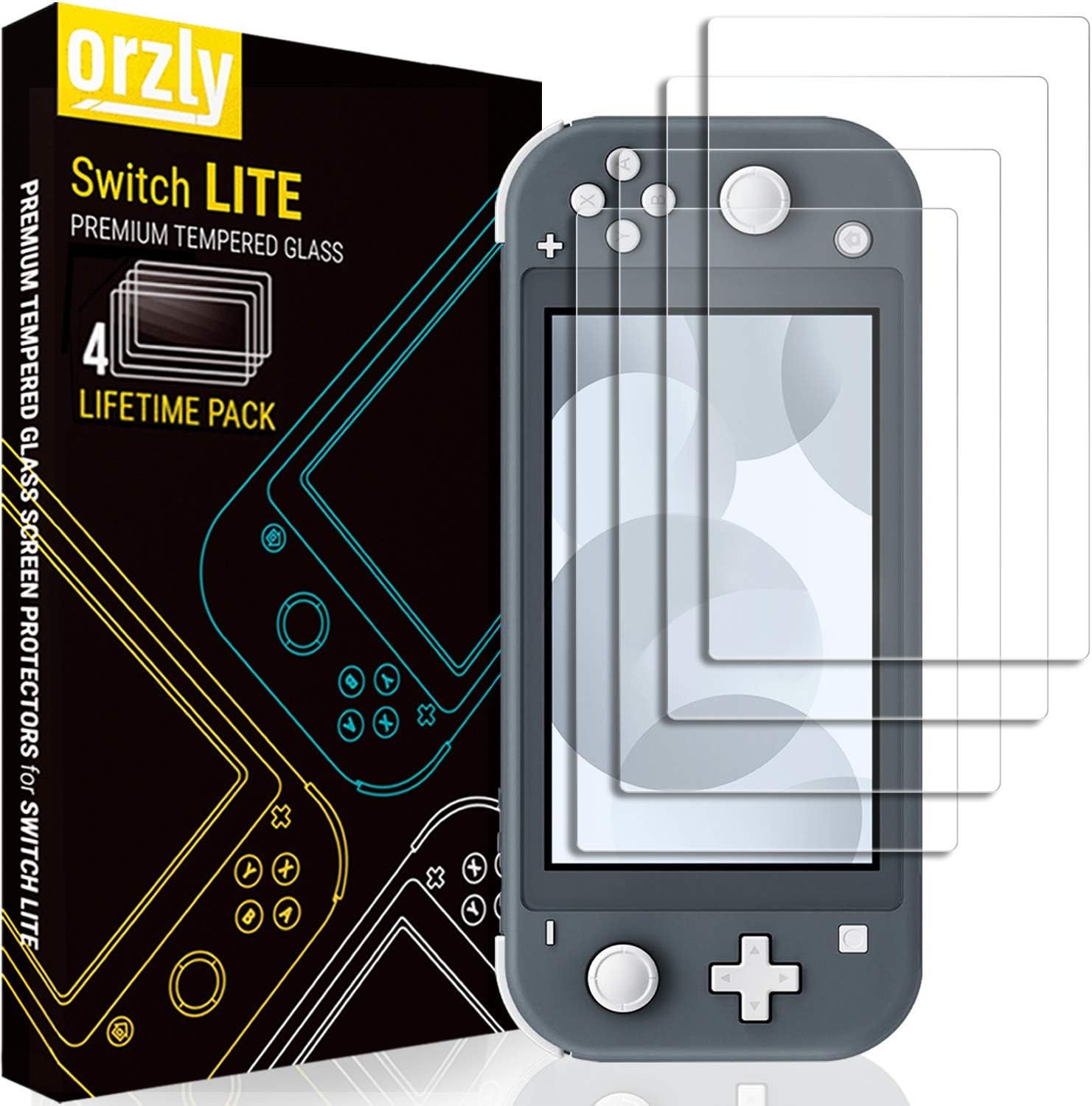 PROTECTOR DE PANTALLA ORZLY PARA NINTENDO SWITCH LITE 2019 VIDRIO TEMPLADO 4 UNIDADES - 1