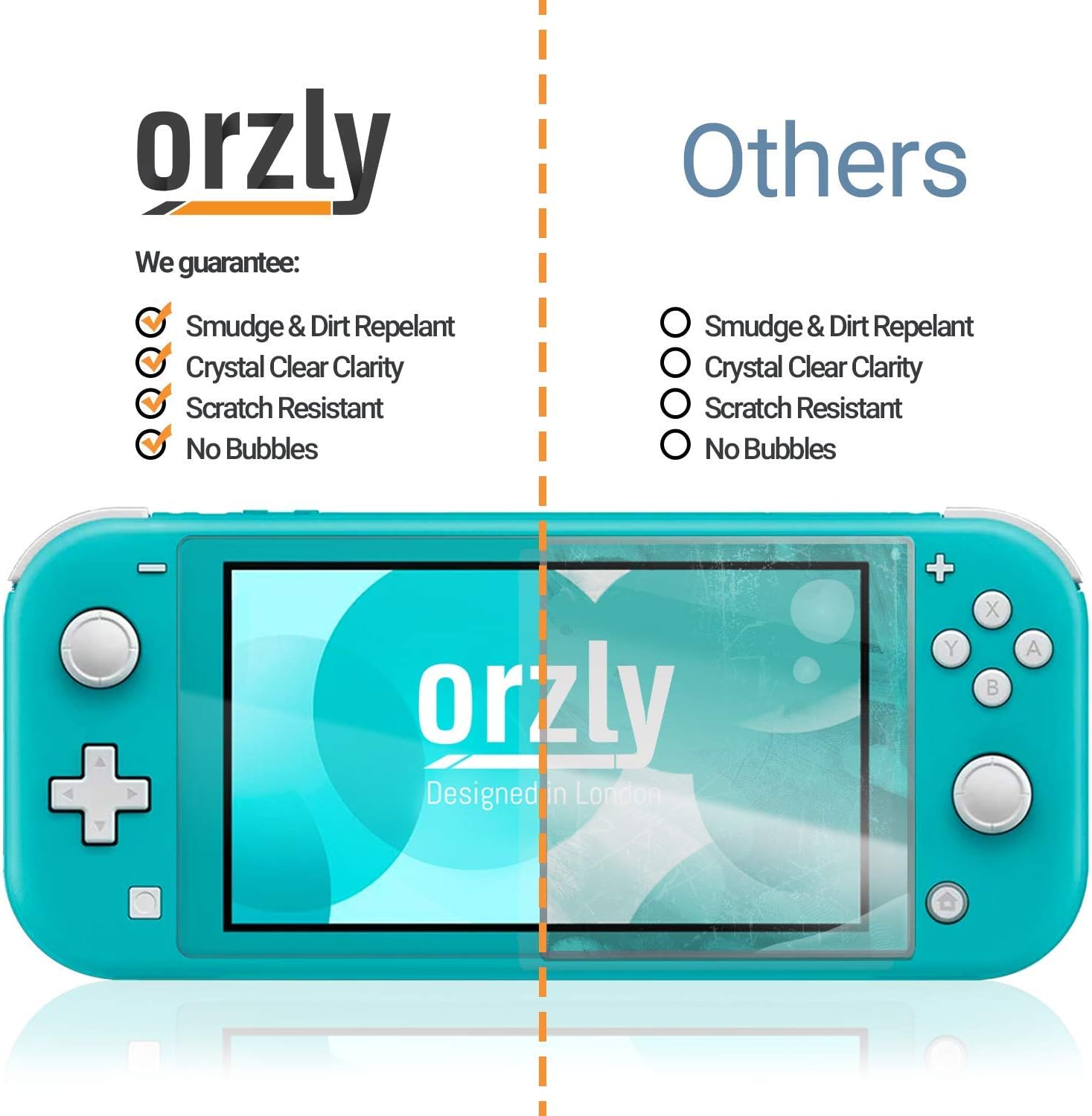 PROTECTOR DE PANTALLA ORZLY PARA NINTENDO SWITCH LITE 2019 VIDRIO TEMPLADO 4 UNIDADES - 2