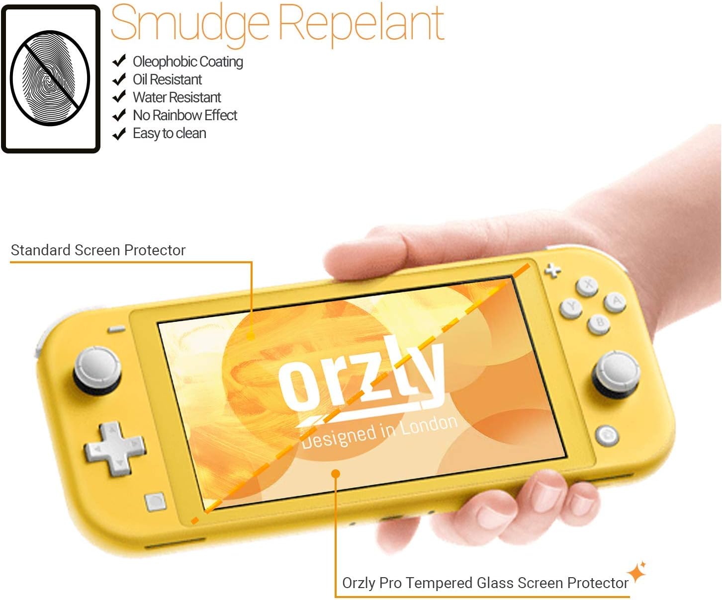 PROTECTOR DE PANTALLA ORZLY PARA NINTENDO SWITCH LITE 2019 VIDRIO TEMPLADO 4 UNIDADES - 4
