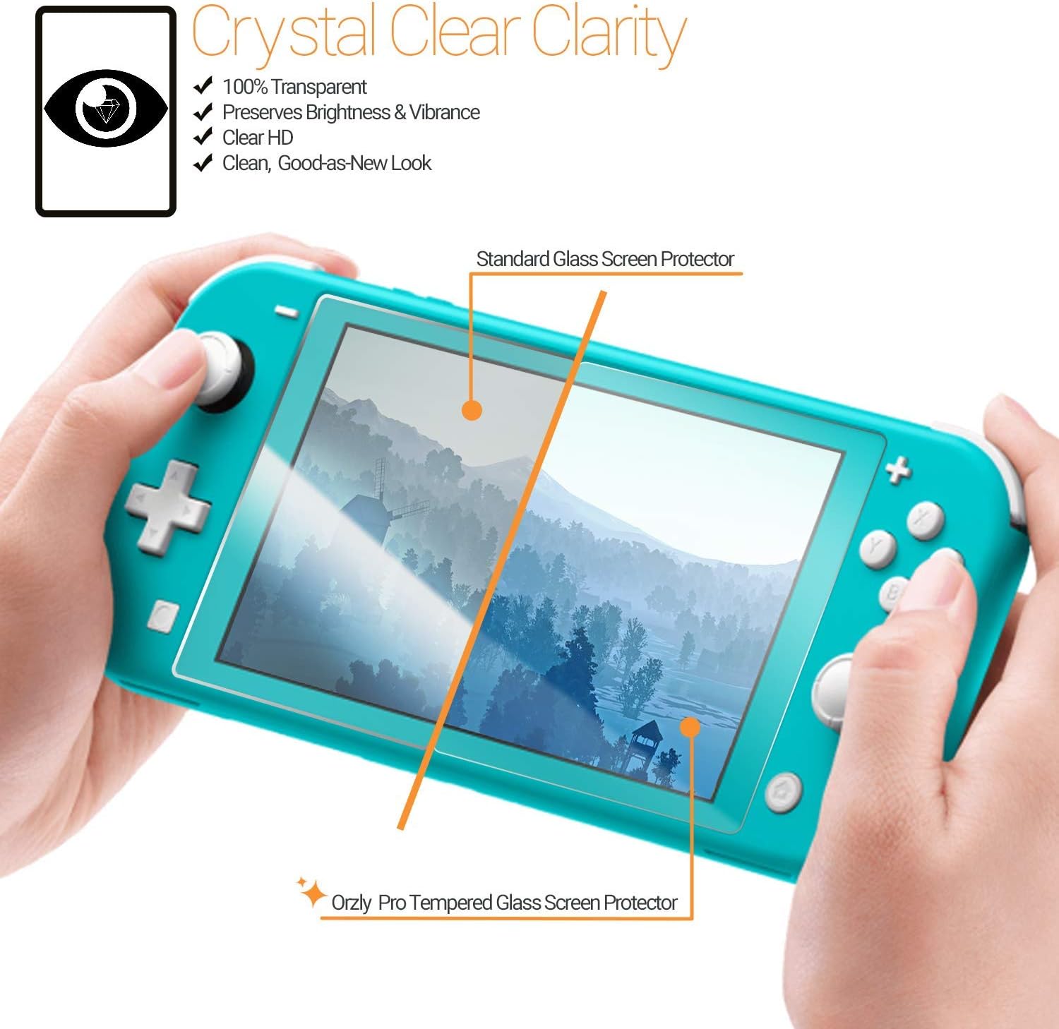 PROTECTOR DE PANTALLA ORZLY PARA NINTENDO SWITCH LITE 2019 VIDRIO TEMPLADO 4 UNIDADES - 5