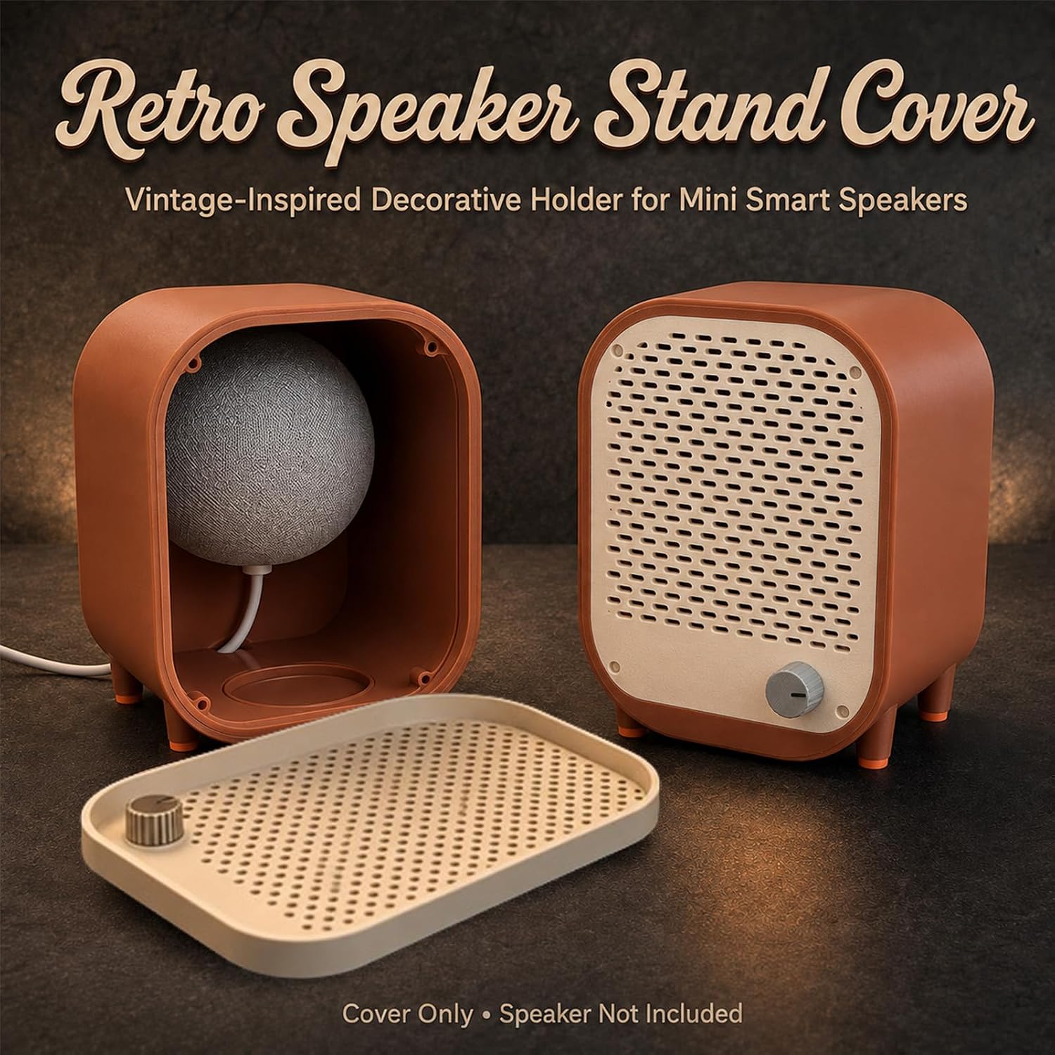 FUNDA SOPORTE PARA PARLANTE INTELIGENTE NATUHODE ESTILO RADIO RETRO PARA ECHO DOT 3 - 2