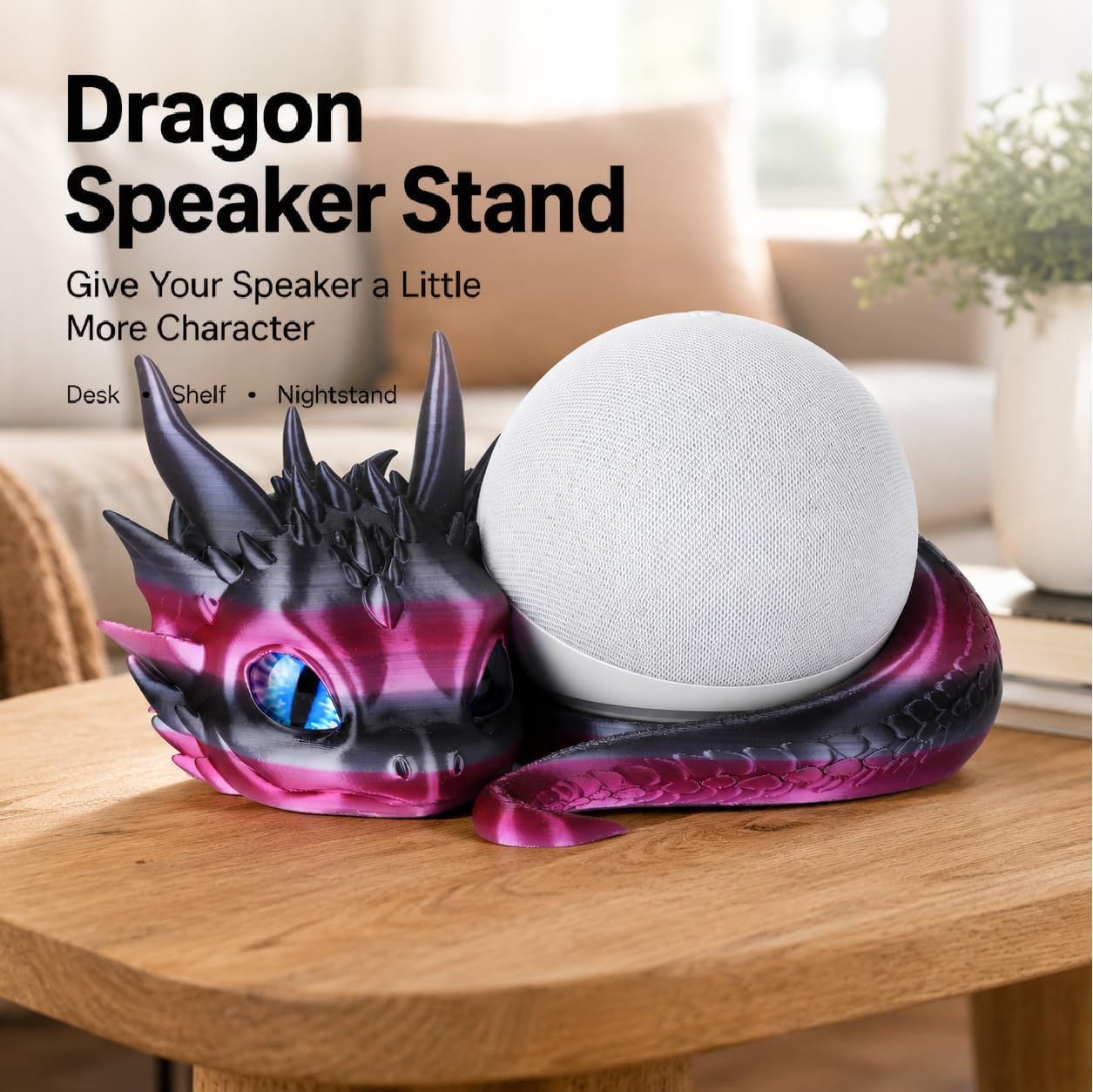 SOPORTE PARA ECHO DOT 4TA/5TA GEN GUWEWU DRAGÓN MORADO NEGRO - 3