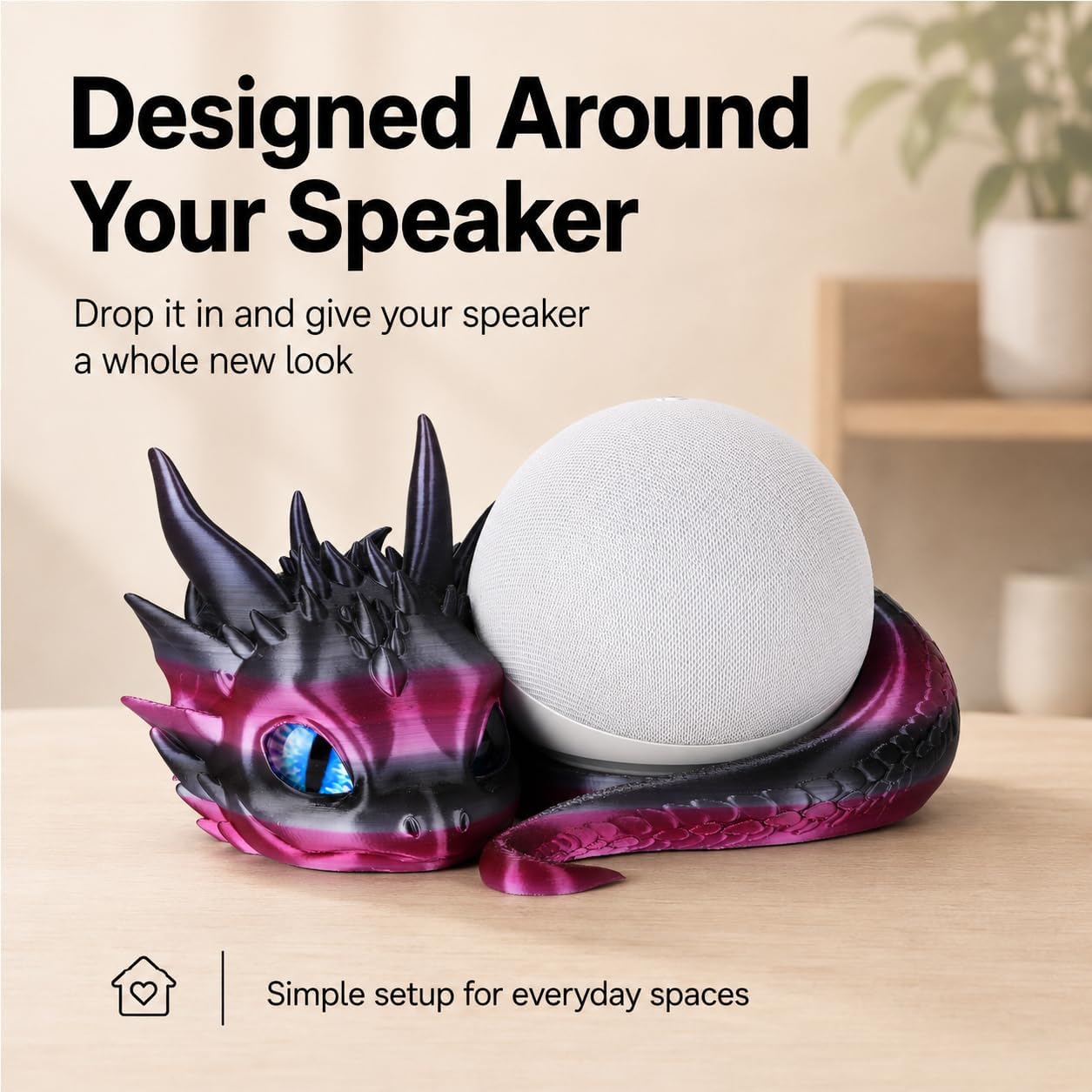 SOPORTE PARA ECHO DOT 4TA/5TA GEN GUWEWU DRAGÓN MORADO NEGRO - 4