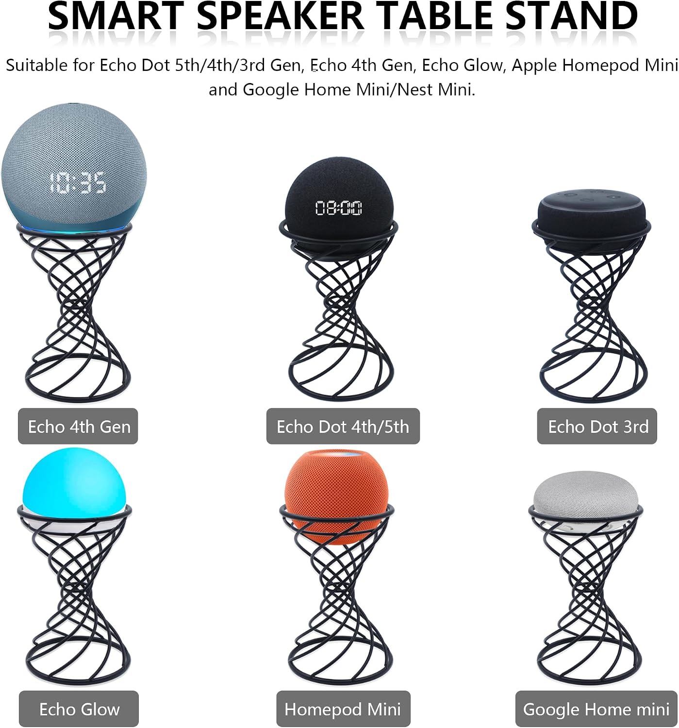 SOPORTE PARA PARLANTES DUTIPLUS SMART SPEAKER TABLE STAND PARA ECHO DOT 3RA/4TA/5TA GEN, APPLE HOMEPOD MINI Y GOOGLE HOME MINI - 2