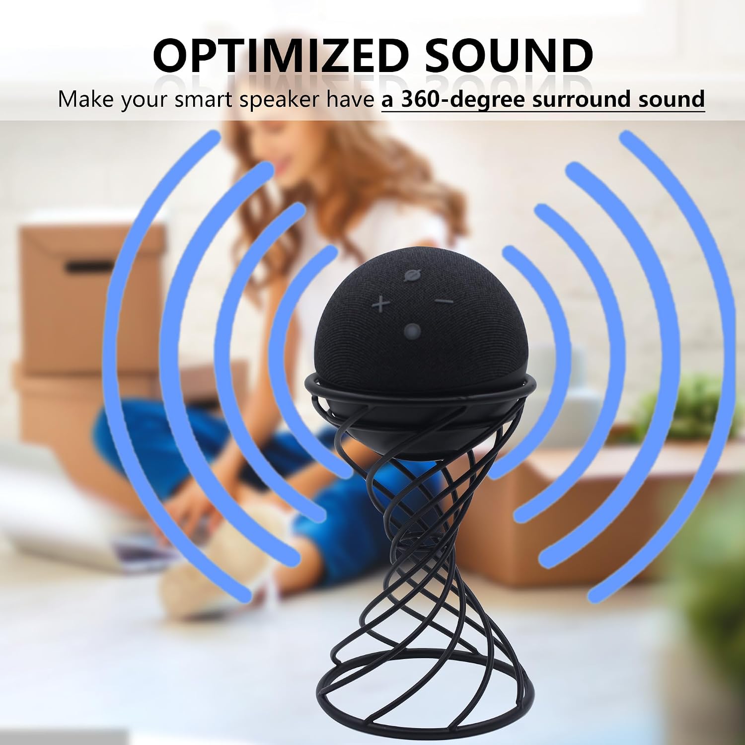 SOPORTE PARA PARLANTES DUTIPLUS SMART SPEAKER TABLE STAND PARA ECHO DOT 3RA/4TA/5TA GEN, APPLE HOMEPOD MINI Y GOOGLE HOME MINI - 4