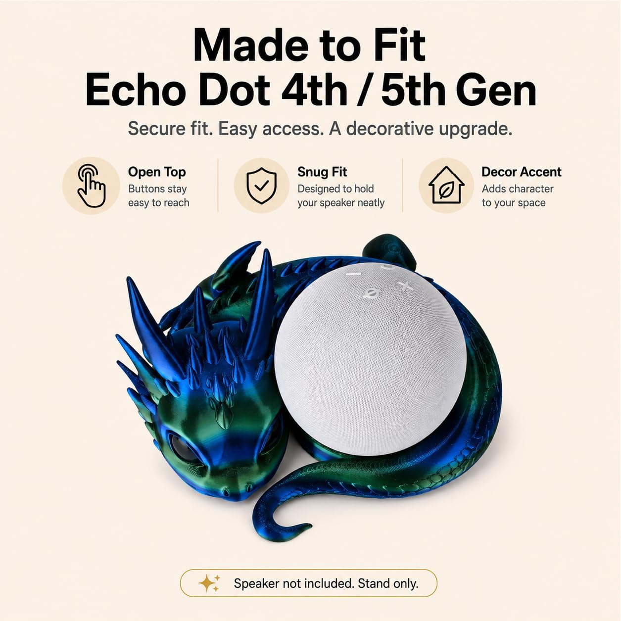 SOPORTE PARA PARLANTE GUWEWU DRAGON PARA ECHO DOT 4TA/5TA GEN BRONCE - 2