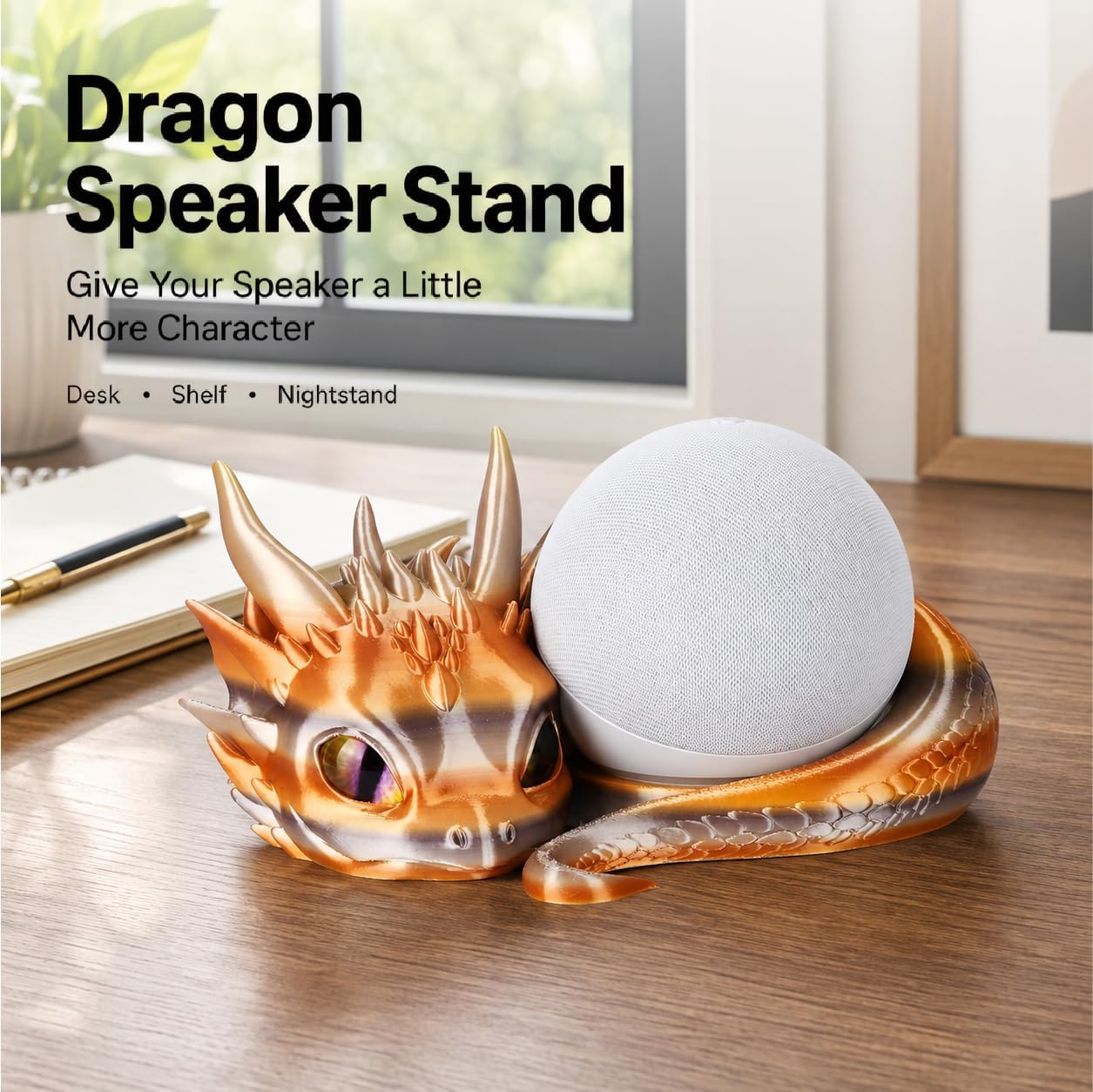 SOPORTE PARA PARLANTE GUWEWU DRAGON PARA ECHO DOT 4TA/5TA GEN BRONCE - 3