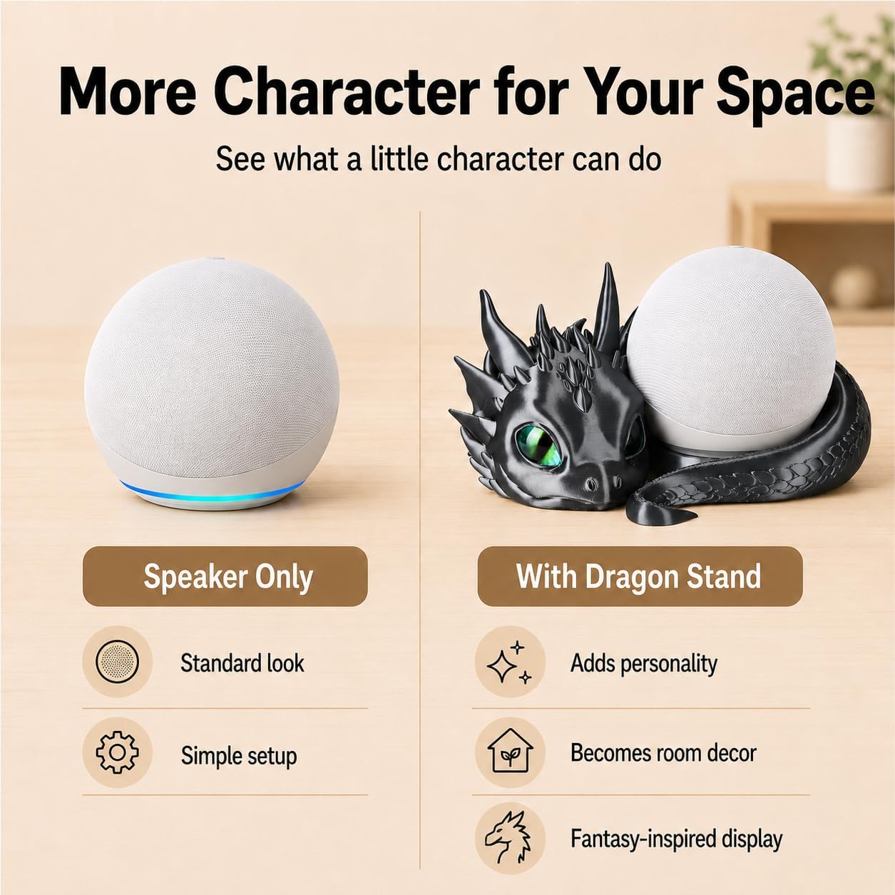 SOPORTE PARA PARLANTE GUWEWU DRAGON PARA ECHO DOT 4TA/5TA GEN BRONCE - 5