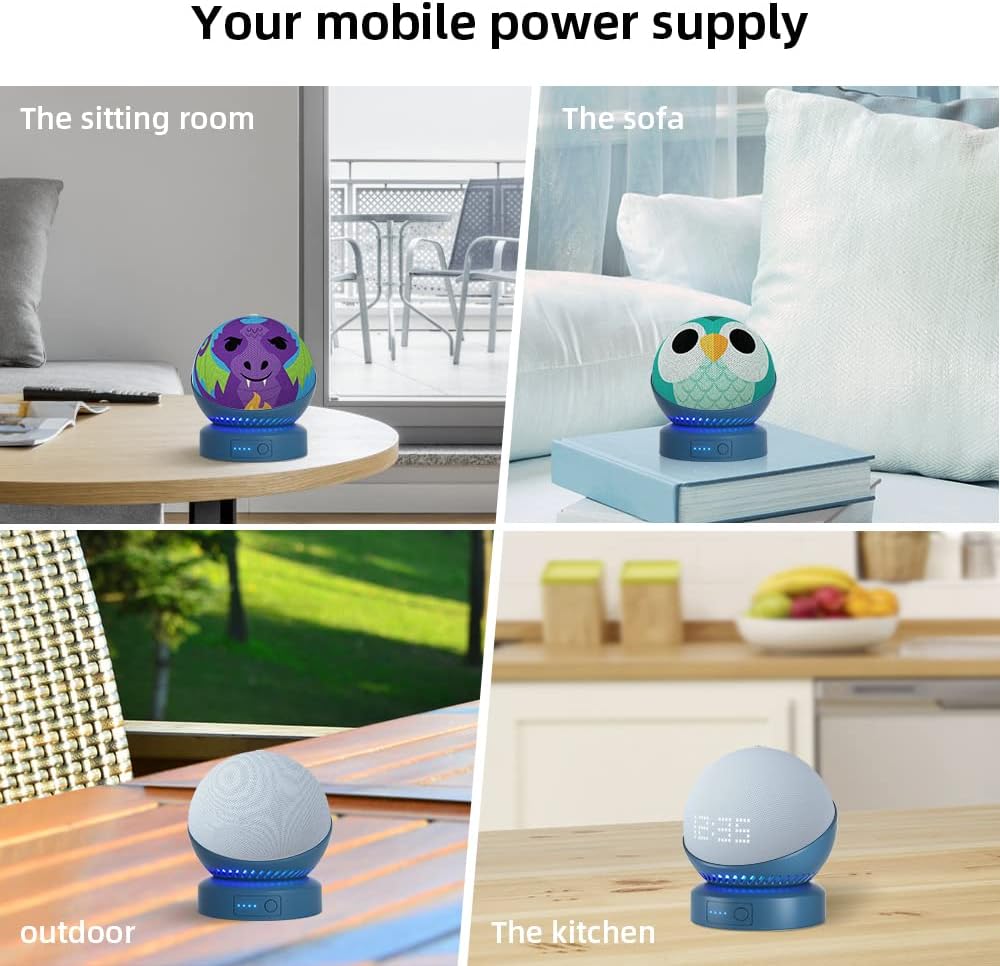 BASE CON BATERÍA PARA ECHO DOT 5TA Y 4TA GENERACIÓN Y HOMEPOD MINI AZUL - 4