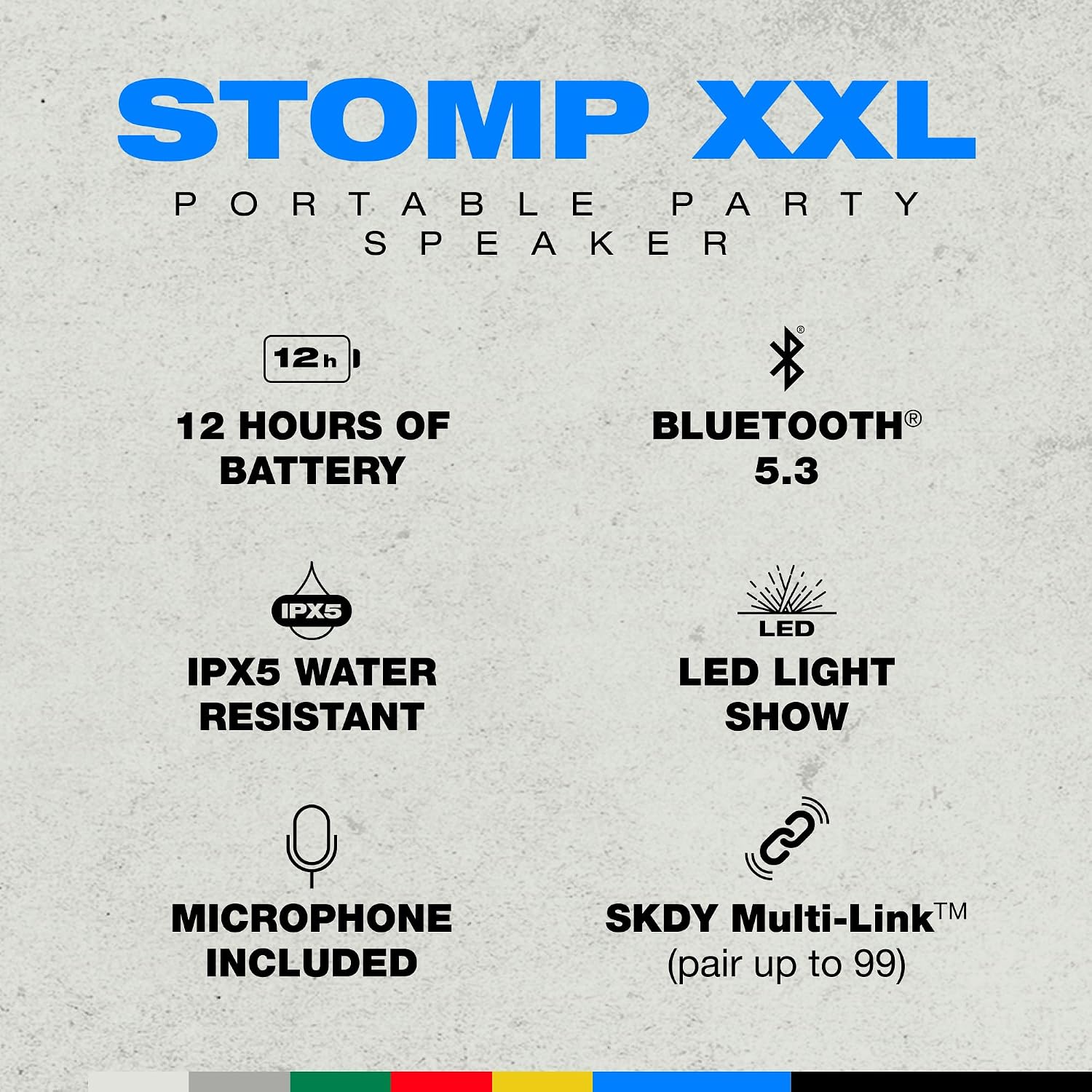 PARLANTE PORTÁTIL SKULLCANDY STOMP XXL BLUETOOTH IMPERMEABLE IPX5 - 2