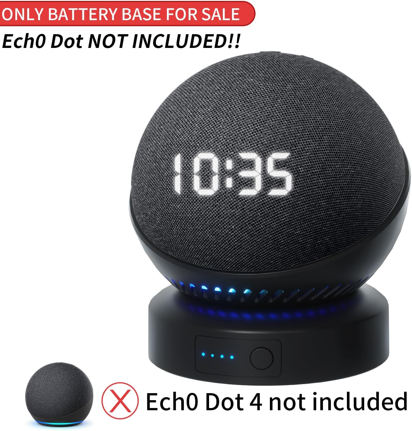BASE CON BATERÍA PARA ECHO DOT 5TA Y 4TA GENERACIÓN Y HOMEPOD MINI NEGRA - 3