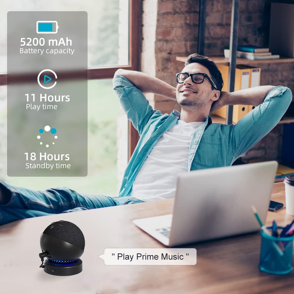 BASE CON BATERÍA PARA ECHO DOT 5TA Y 4TA GENERACIÓN Y HOMEPOD MINI NEGRA - 4