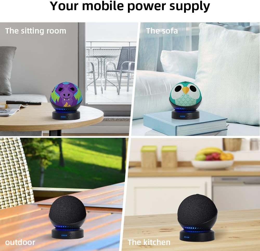 BASE CON BATERÍA PARA ECHO DOT 5TA Y 4TA GENERACIÓN Y HOMEPOD MINI NEGRA - 5