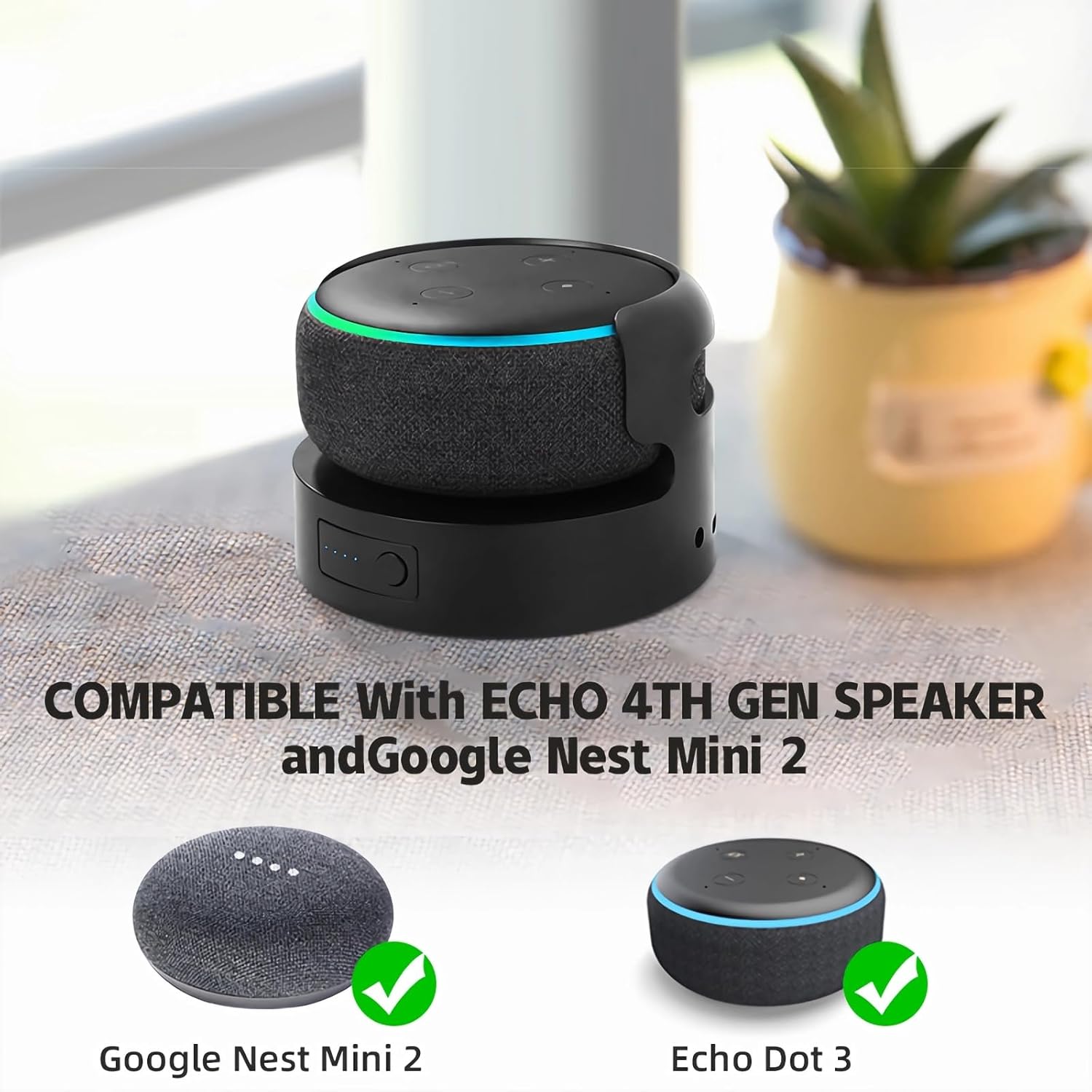BASE BATERÍA PORTÁTIL LIBOER PARA ECHO DOT 3RA GEN Y GOOGLE NEST MINI 2 10400MAH - 2