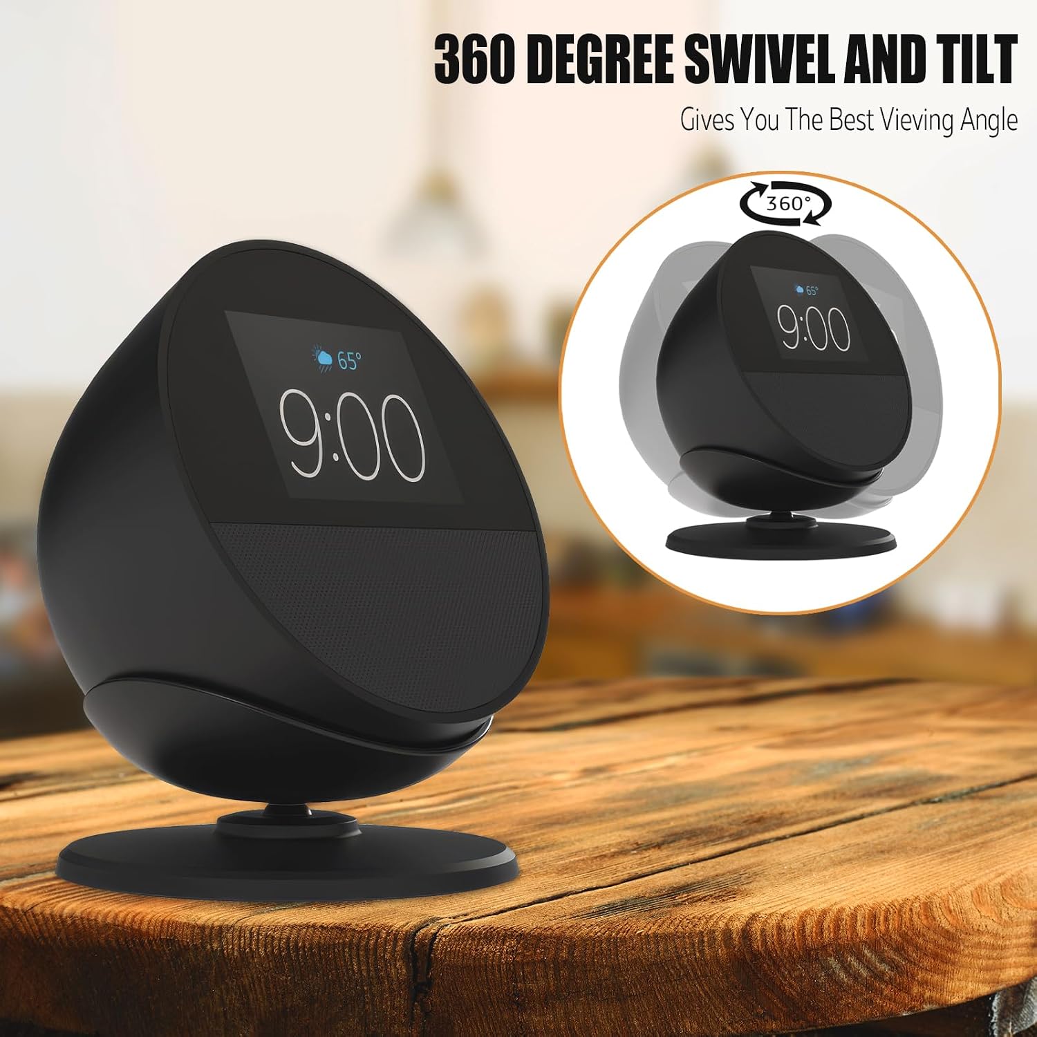SOPORTE AJUSTABLE MAGNÉTICO PARA ESCRITORIO HEYMOONTONG PARA SPOT Y HOMEPOD MINI NEGRO - 4