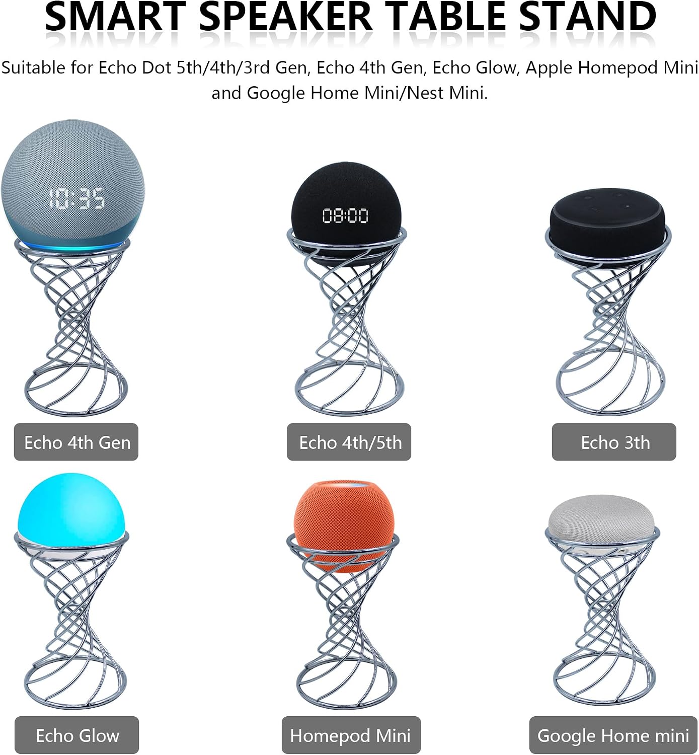 SOPORTE PARA PARLANTES DUTIPLUS SMART SPEAKER TABLE STAND PARA ECHO DOT 5TA/4TA/3RA/2DA GEN, ECHO 4TA/3RA/2DA GEN, ECHO GLOW - 2