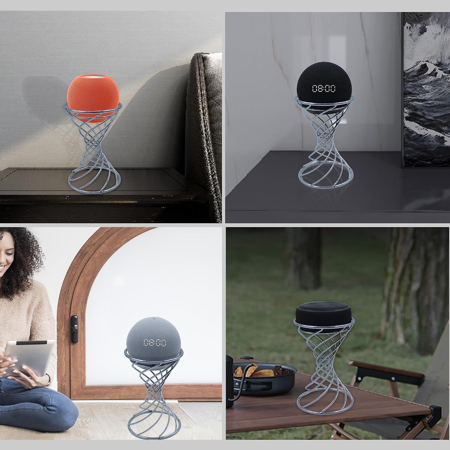SOPORTE PARA PARLANTES DUTIPLUS SMART SPEAKER TABLE STAND PARA ECHO DOT 5TA/4TA/3RA/2DA GEN, ECHO 4TA/3RA/2DA GEN, ECHO GLOW - 3