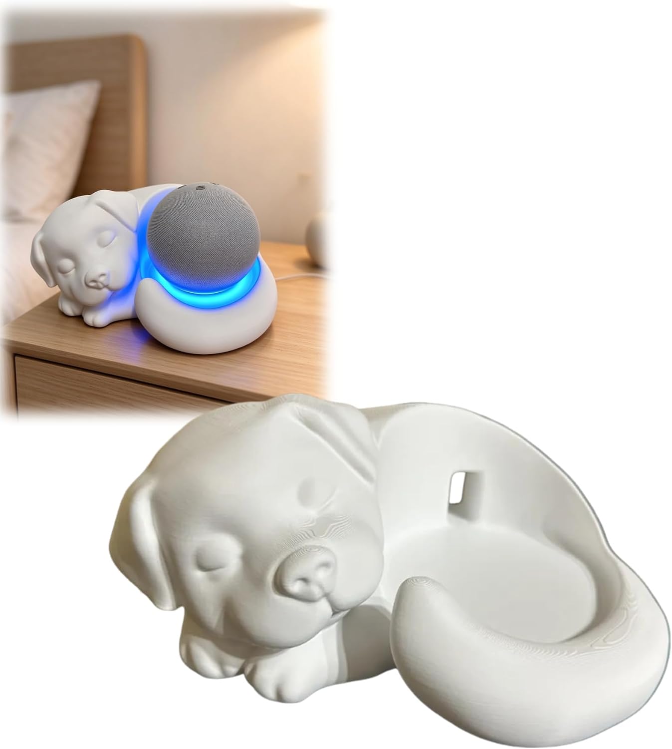 SOPORTE PARA PARLANTE MSYWICWHI MODELO SLEEPING PUPPY BLANCO COMPATIBLE CON ECHO DOT - 1