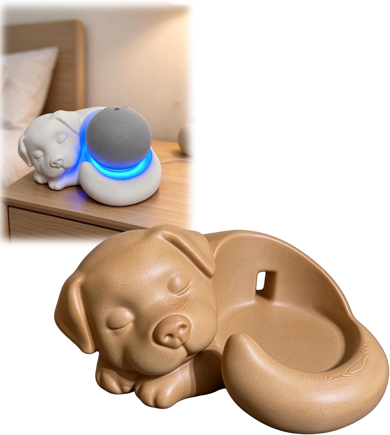 SOPORTE PARA PARLANTE MSYWICWHI MODELO SLEEPING PUPPY BLANCO COMPATIBLE CON ECHO DOT - 3