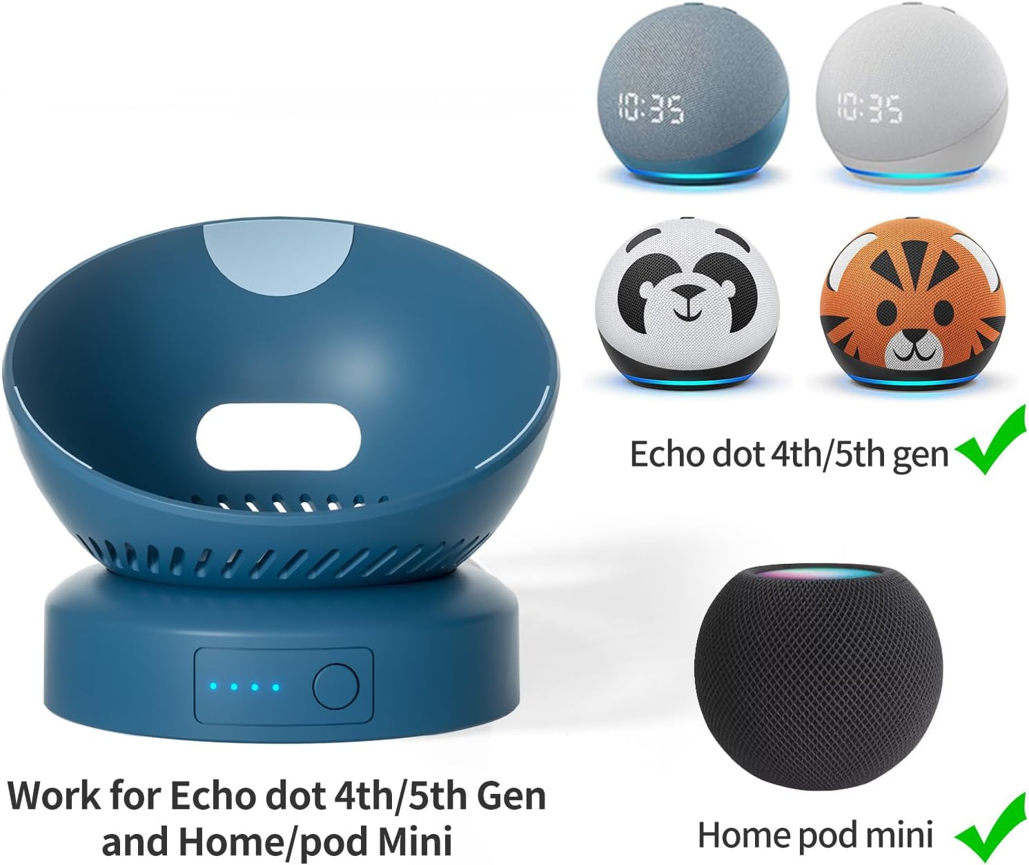 BASE CON BATERÍA PARA ECHO DOT 5TA Y 4TA GENERACIÓN Y HOMEPOD MINI BLANCO - 2